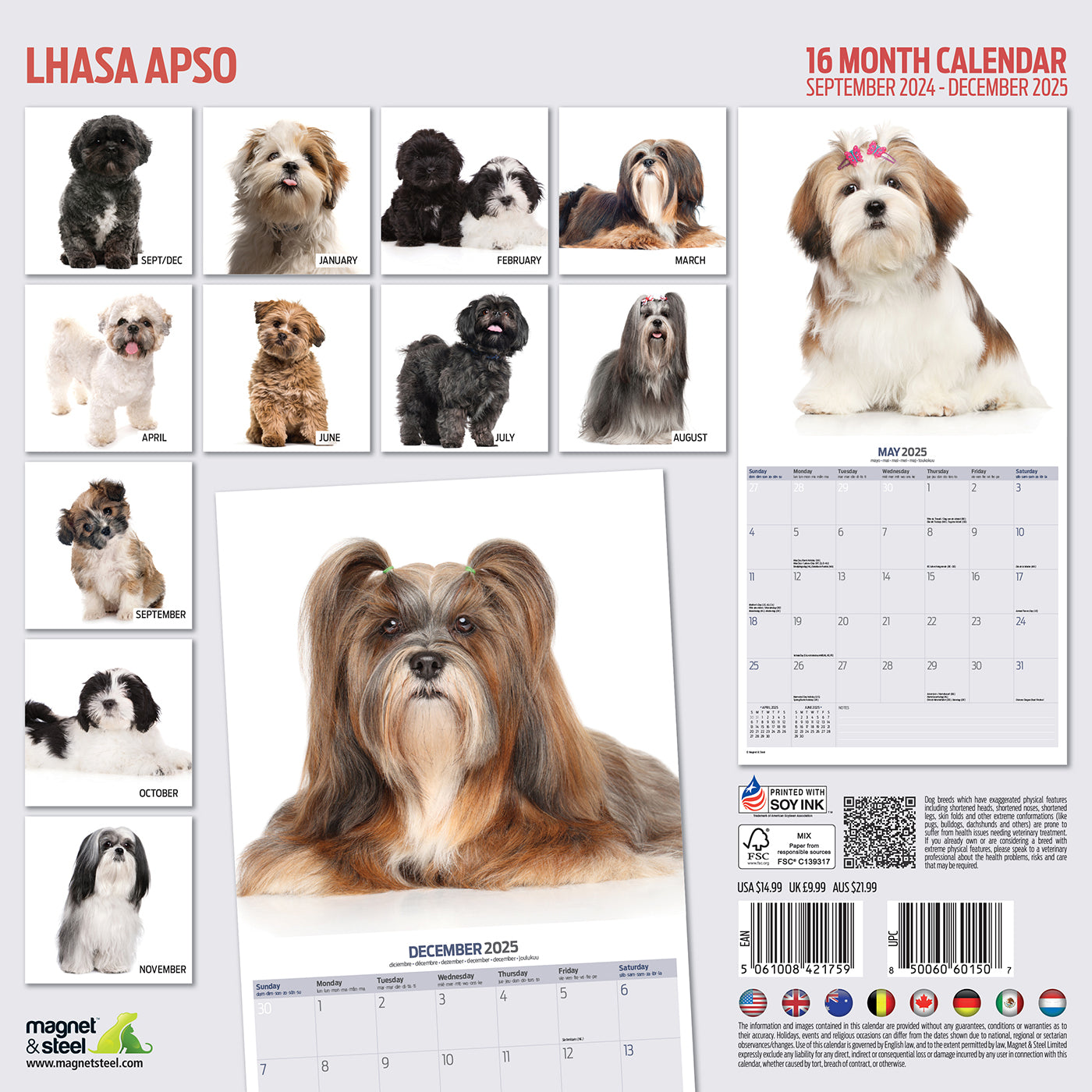 2025 Lhasa Apso Dog Breed Wall Calendar - Cute Tibetan Dog Monthly Planner for Home & Office Decor | Perfect Gift for Pet Lovers & Dog Owners