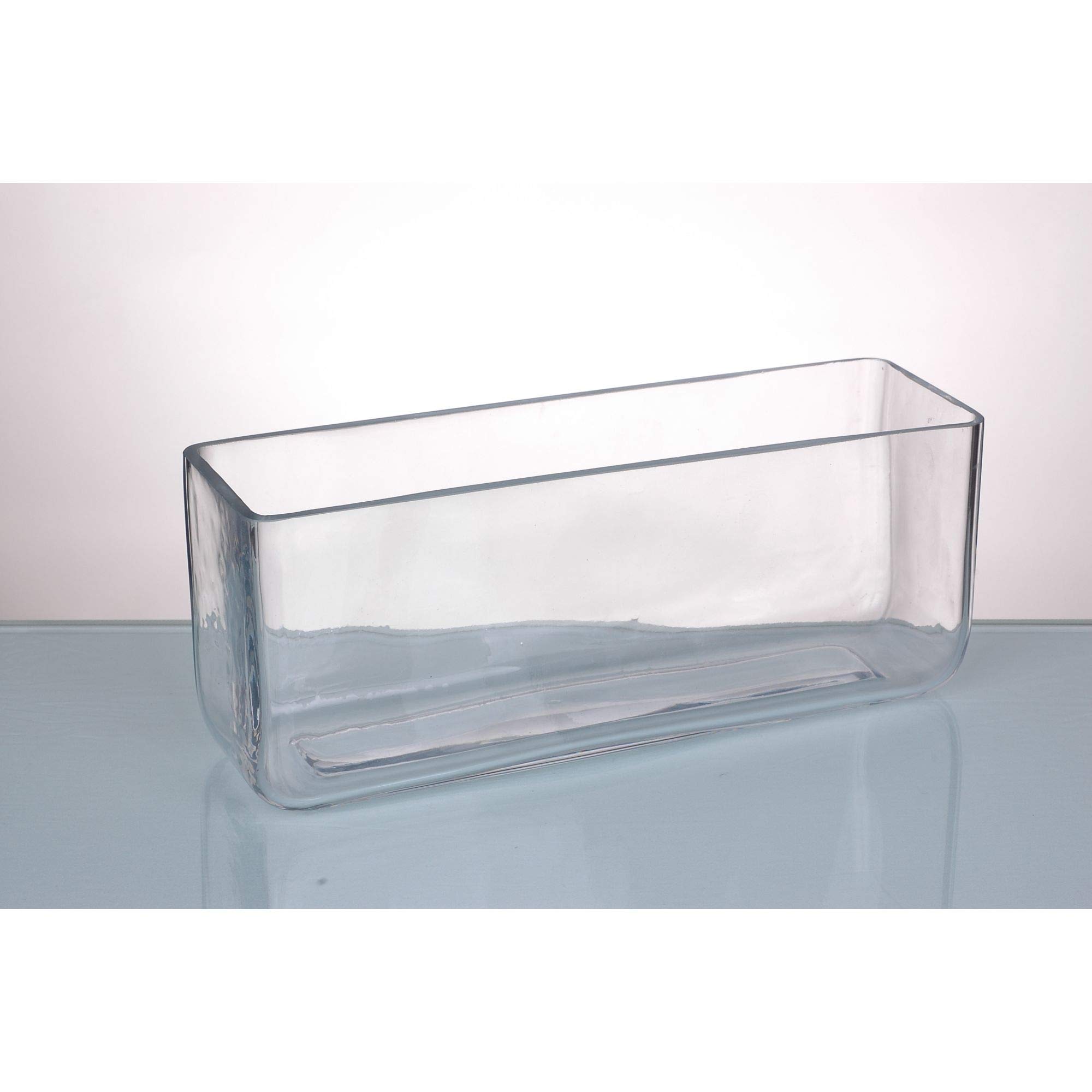 CC Home Furnishings 11.5 Inch Clear Rectangular Glass Vase - Perfect for Floral Arrangements, Centerpieces & Home Decor