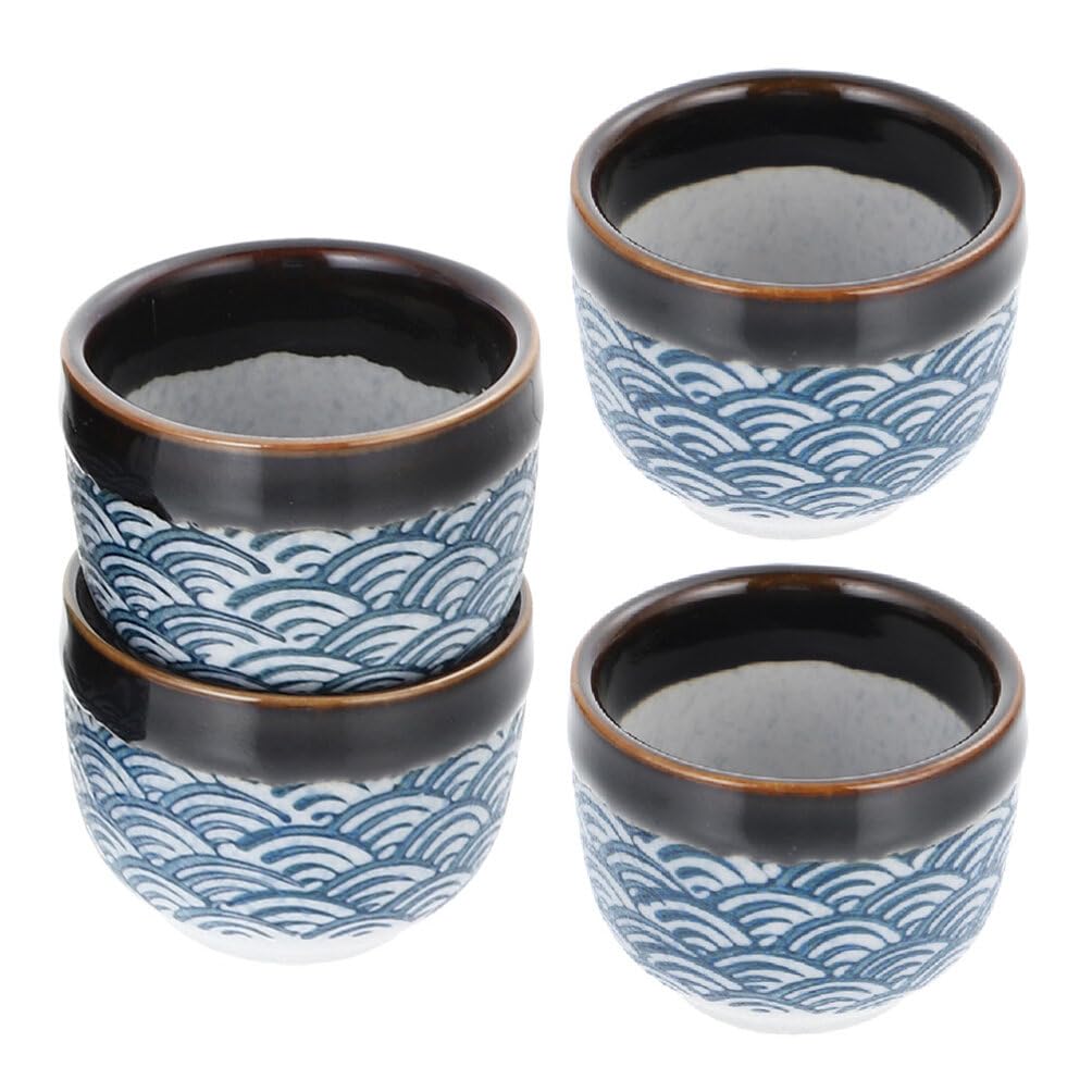 Yardwe 4-Piece Japanese Style Ceramic Tea & Sake Cup Set - Traditional Asian Tea Cups, Sake Mugs, and Coffee Cups for Home, Restaurant, and Gift Use