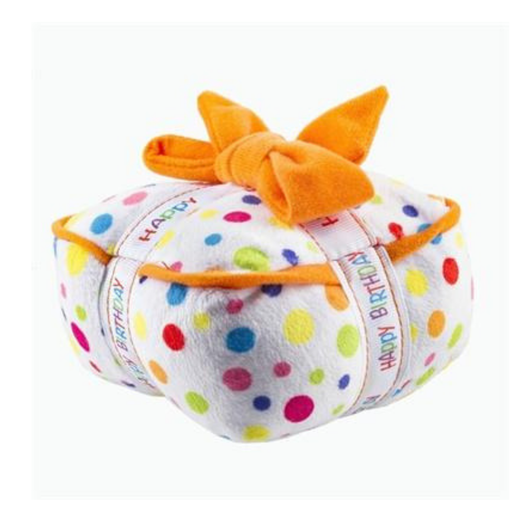 Happy Birthday Gift Box for Dogs - Fun Chew Toy for Small & Large Breeds - Perfect for Birthday Parties & Playtime