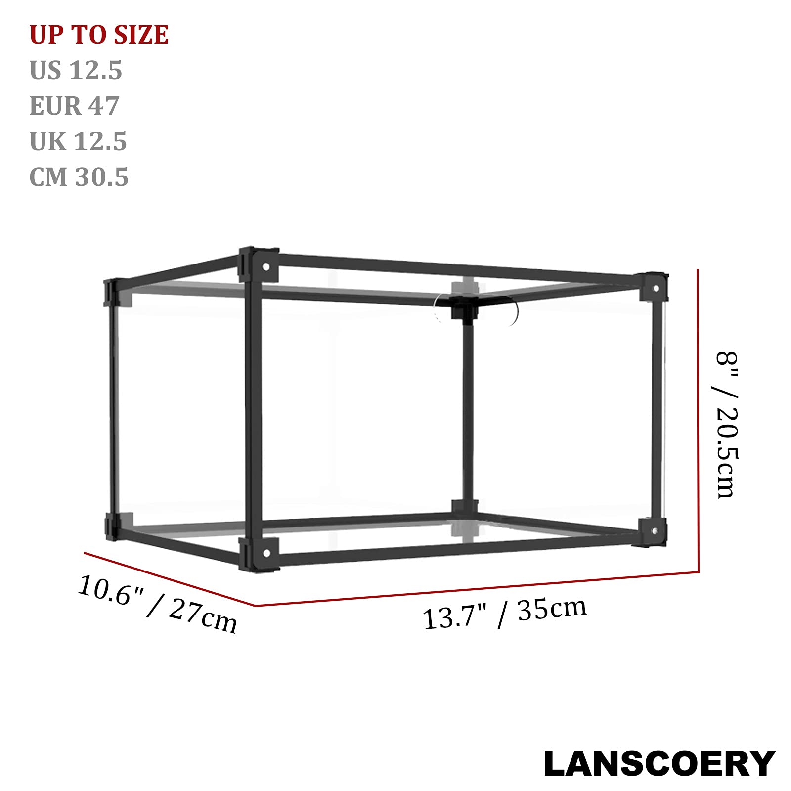 LANSCOERY Clear Acrylic Stackable Shoe Storage Box - Foldable Shoe Organizer with Magnetic Side Door for Sneakers, Boots, Heels & Flats | Perfect for Closet Organization & Shoe Display (Set of 1)