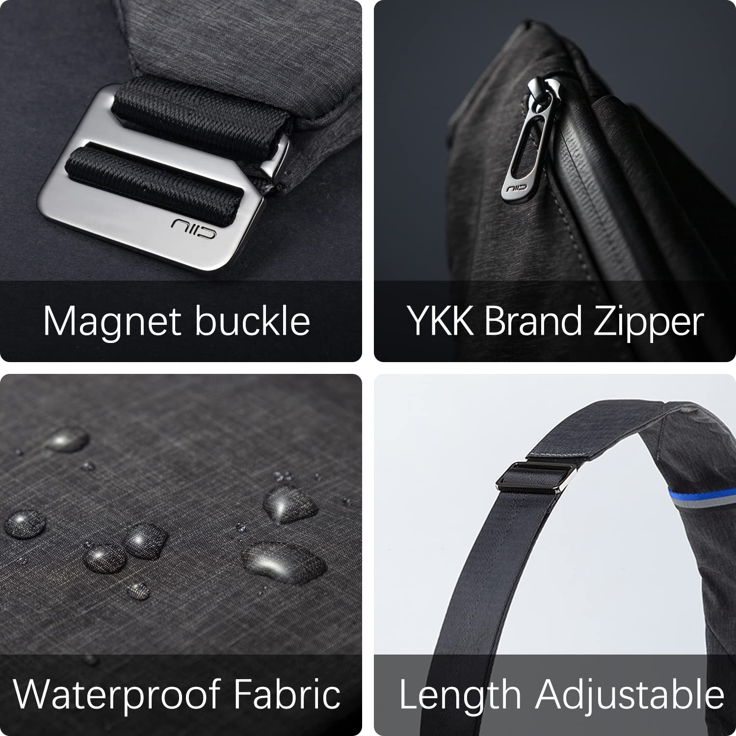 NIID D1 Men's Crossbody Sling Bag - Lightweight Chest Pack & Shoulder Backpack for Travel, Hiking, Work & Daily Use - Sleek Casual Daypack (Dark Gray, Right Hand) - Perfect for Commuting, Outdoor Adventures & Urban Exploration