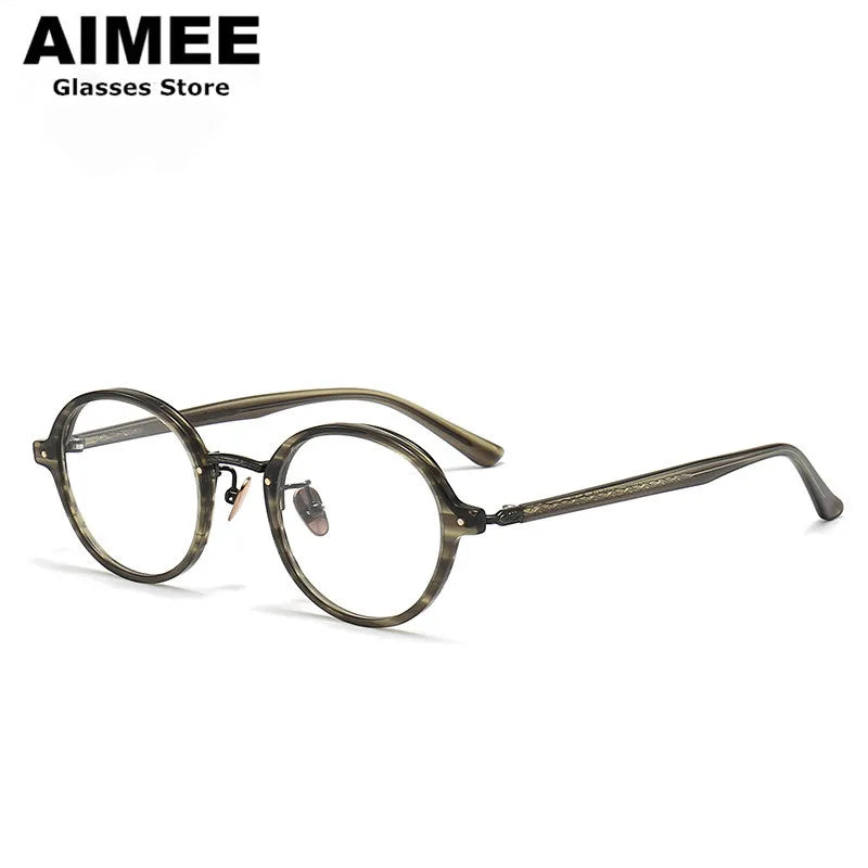 Aimee Women's Full Rim Round Titanium Acetate Eyeglasses Frame 19646 | Lightweight & Durable Glasses for Reading, Work & Fashion | Perfect for Office, Driving & Everyday Use