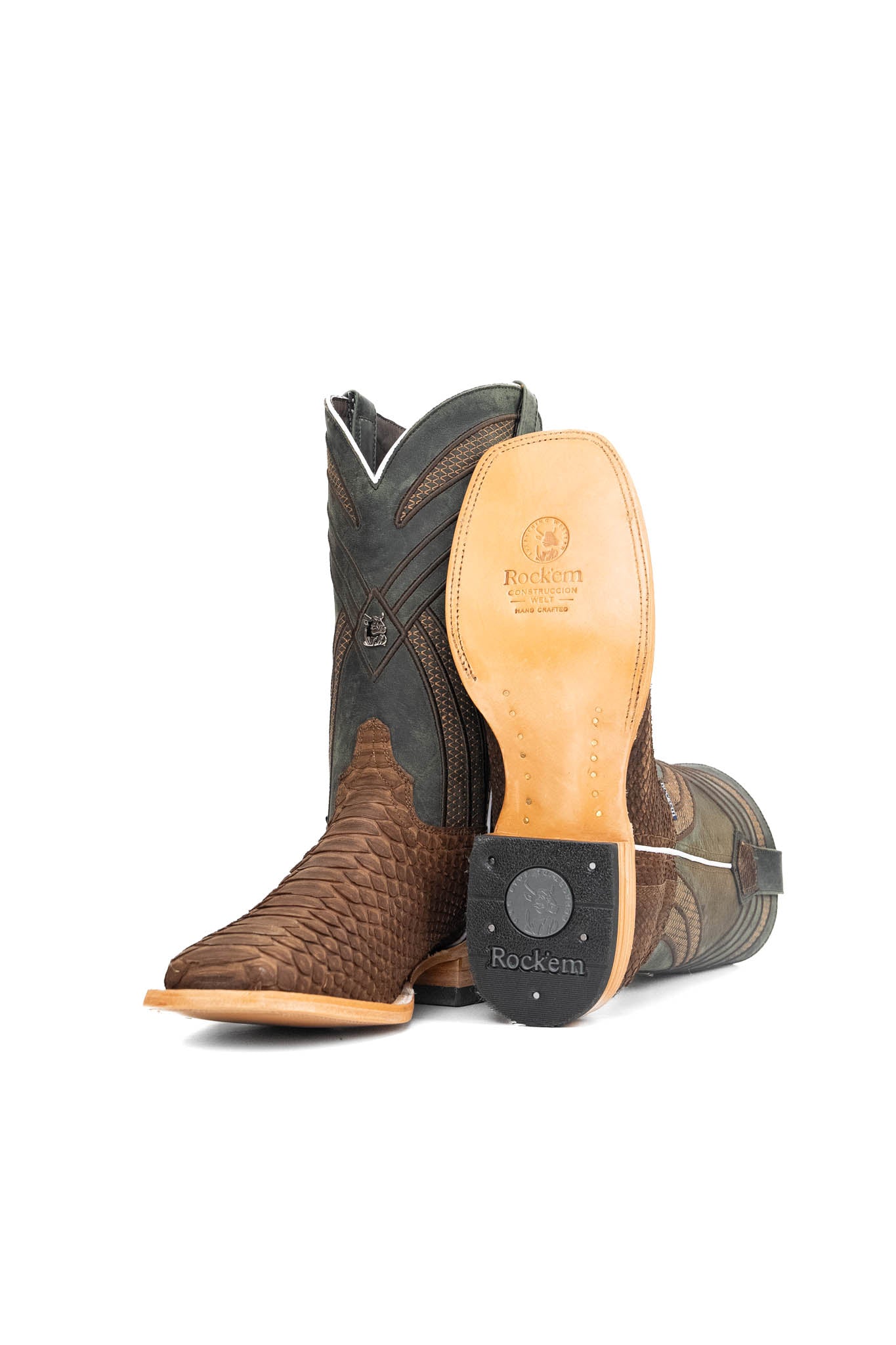 Monroe Python Exotic Square Toe Cowboy Boots for Men - Genuine Leather Western Boots with Square Toe Design - Perfect for Country Dancing, Rodeo Events & Western Fashion