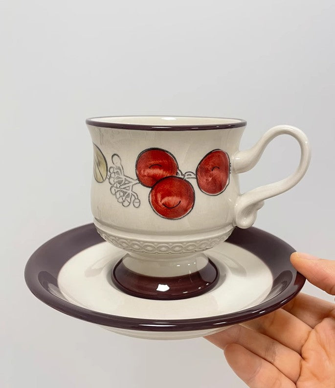 Elegant Ceramic Coffee Cups and Saucer Set - Creative Porcelain Tea Cups for Afternoon Tea - British Style Tea Cup Set for Home, Office & Gifts