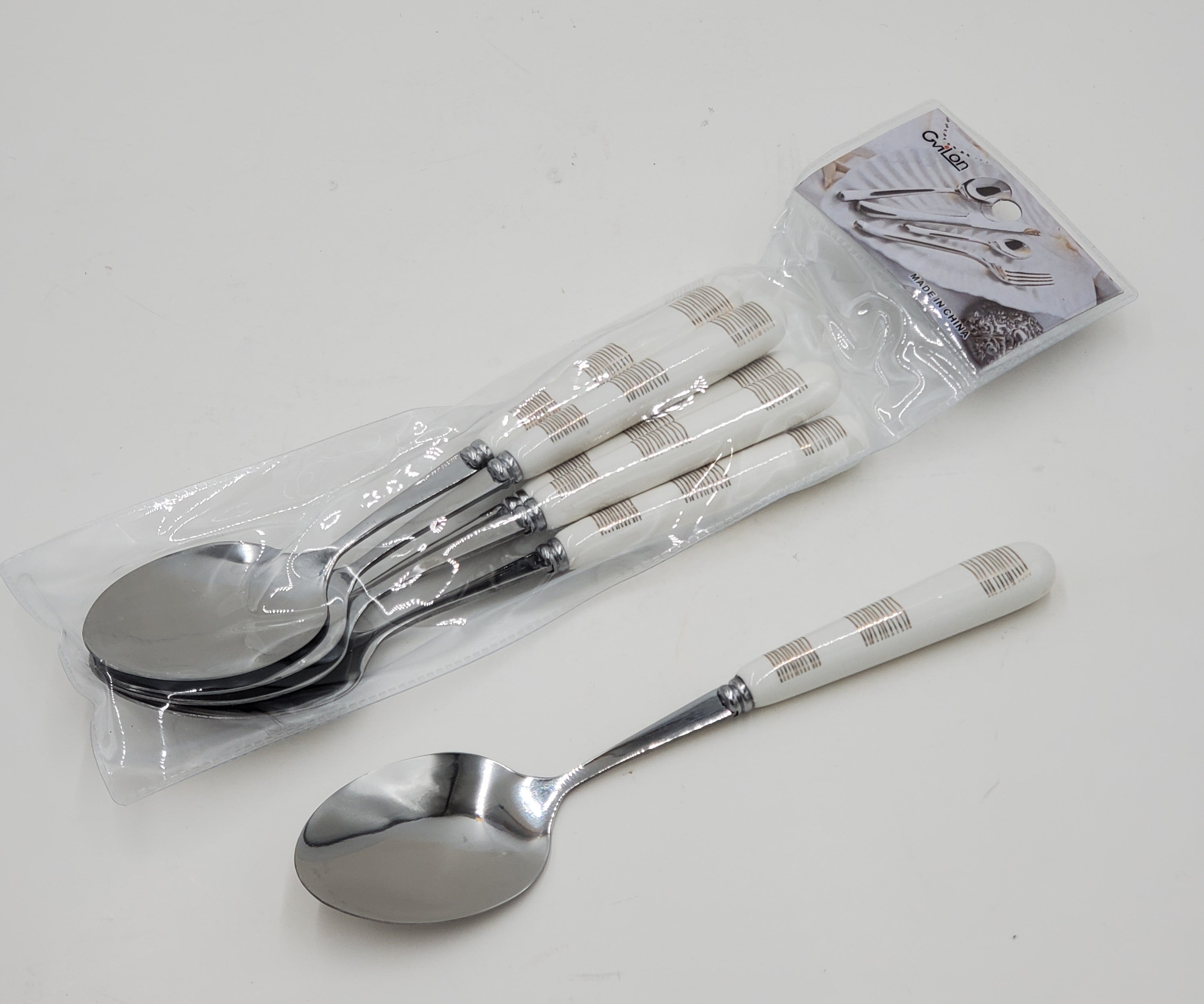 6-Piece Elegant White and Gold Tea Spoon Set - Perfect for Afternoon Tea, Desserts, and Coffee Accessories