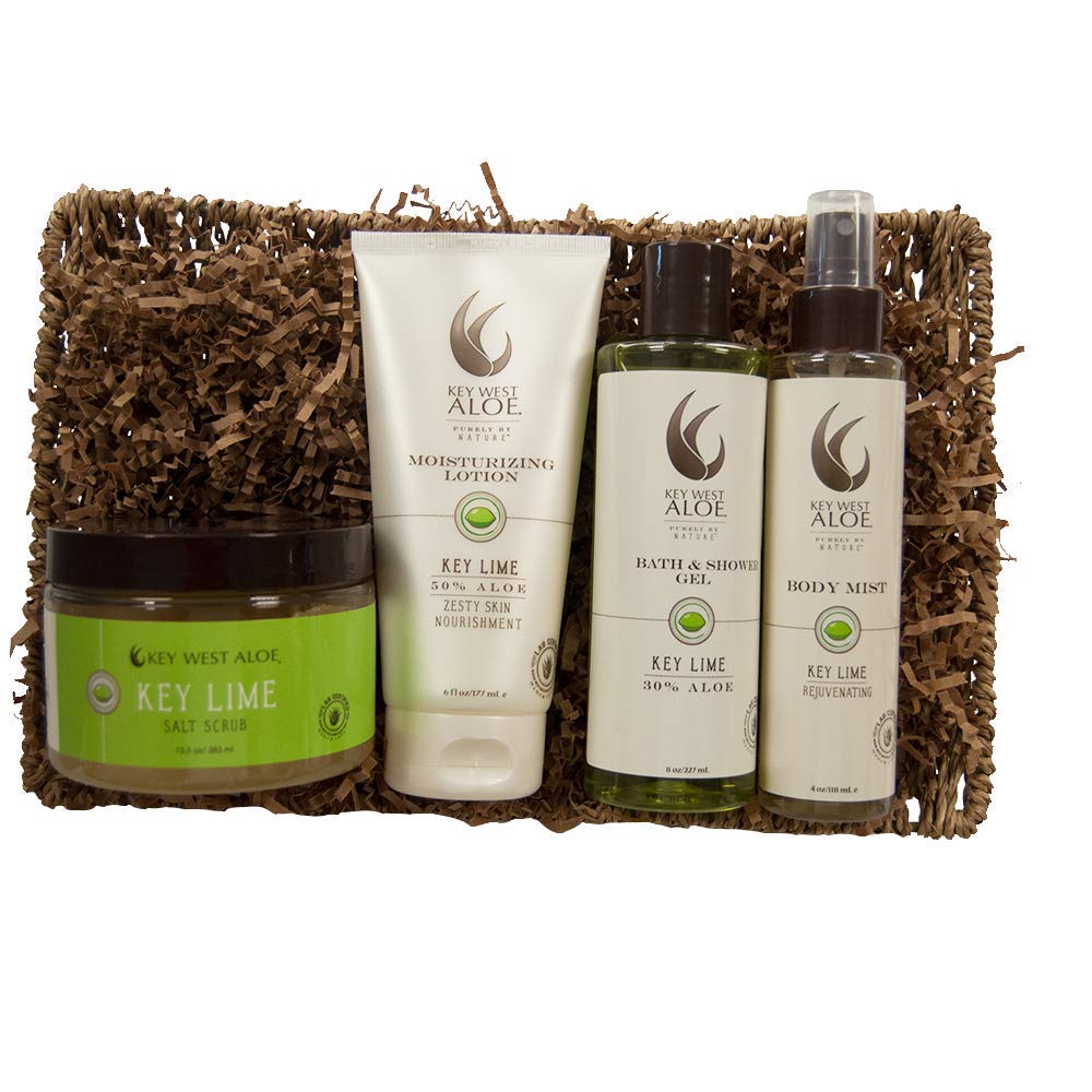 Key West Aloe Key Lime Seashore Gift Basket - Natural Skincare & Tropical Treats for Beach Lovers, Spa Days & Vacation Souvenirs
