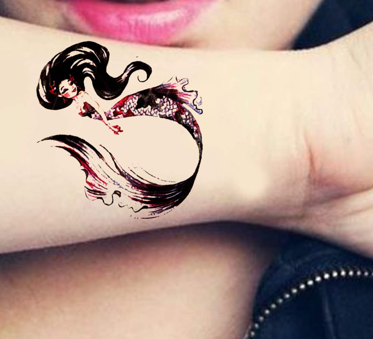 Waterproof Temporary Tattoo Stickers for Men & Women - 3D Realistic Flowers, Butterflies, Stars, Angels, Wolves & Armband Designs (60mmX105mm) | Perfect for Parties, Festivals & Costume Events