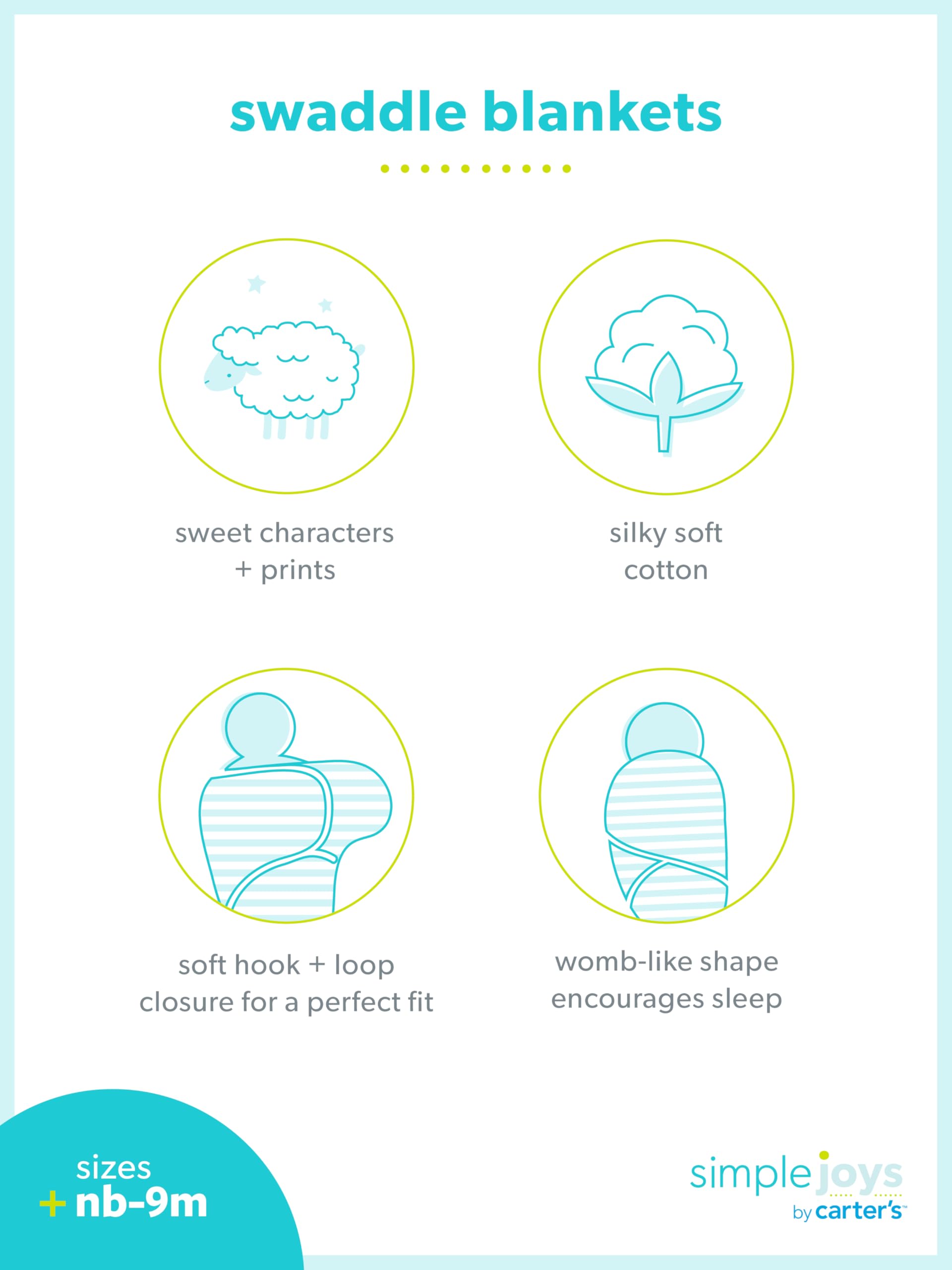 Carter's Baby Girls' Cotton Swaddle Blankets - Soft & Breathable Multipack for Newborns | Perfect for Nursery, Swaddling, and Baby Shower Gifts
