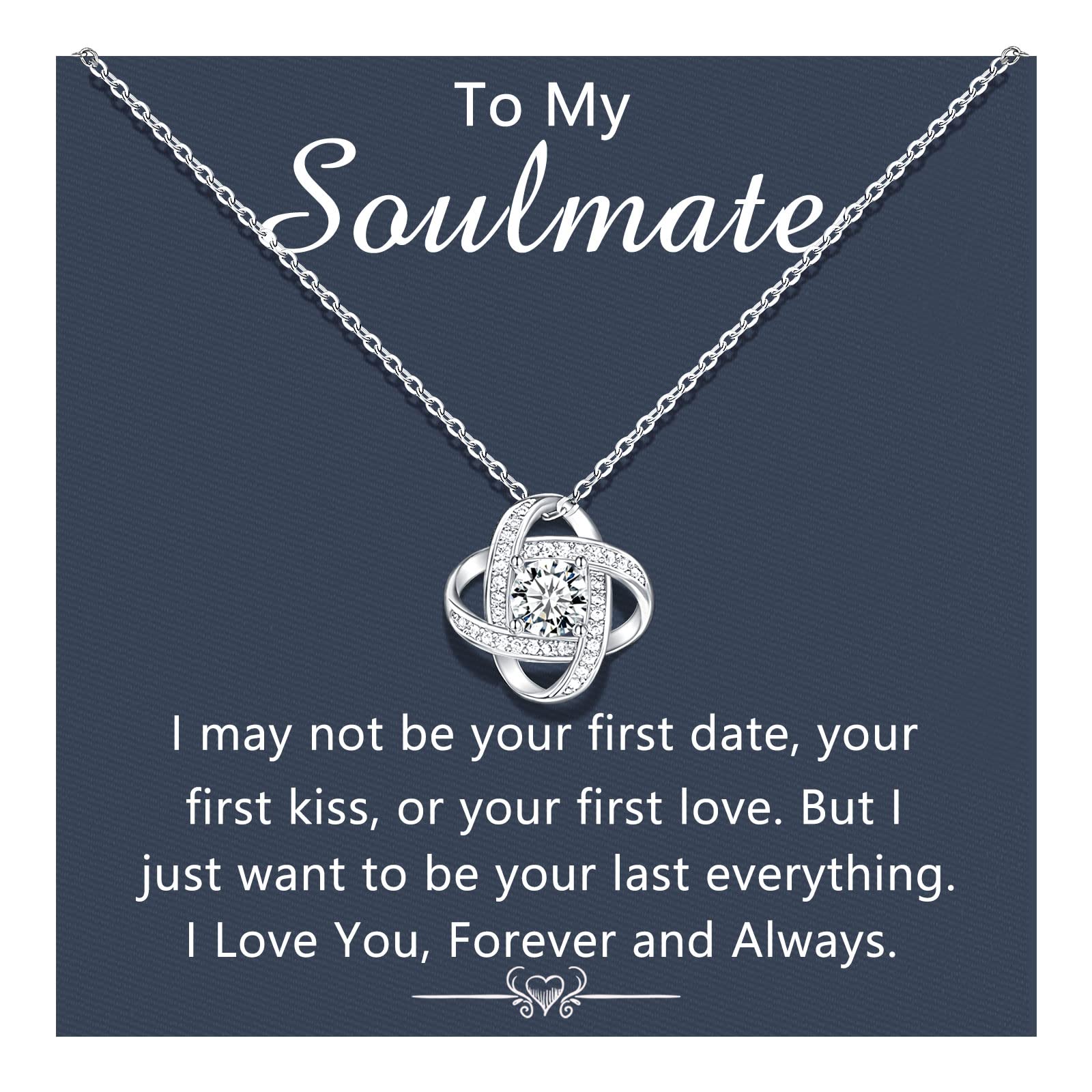 Soulmate Love Knot Necklace for Women - Romantic Jewelry Gift for Girlfriend, Wife, Birthday, Wedding, Anniversary - Perfect for Valentine's Day & Special Occasions