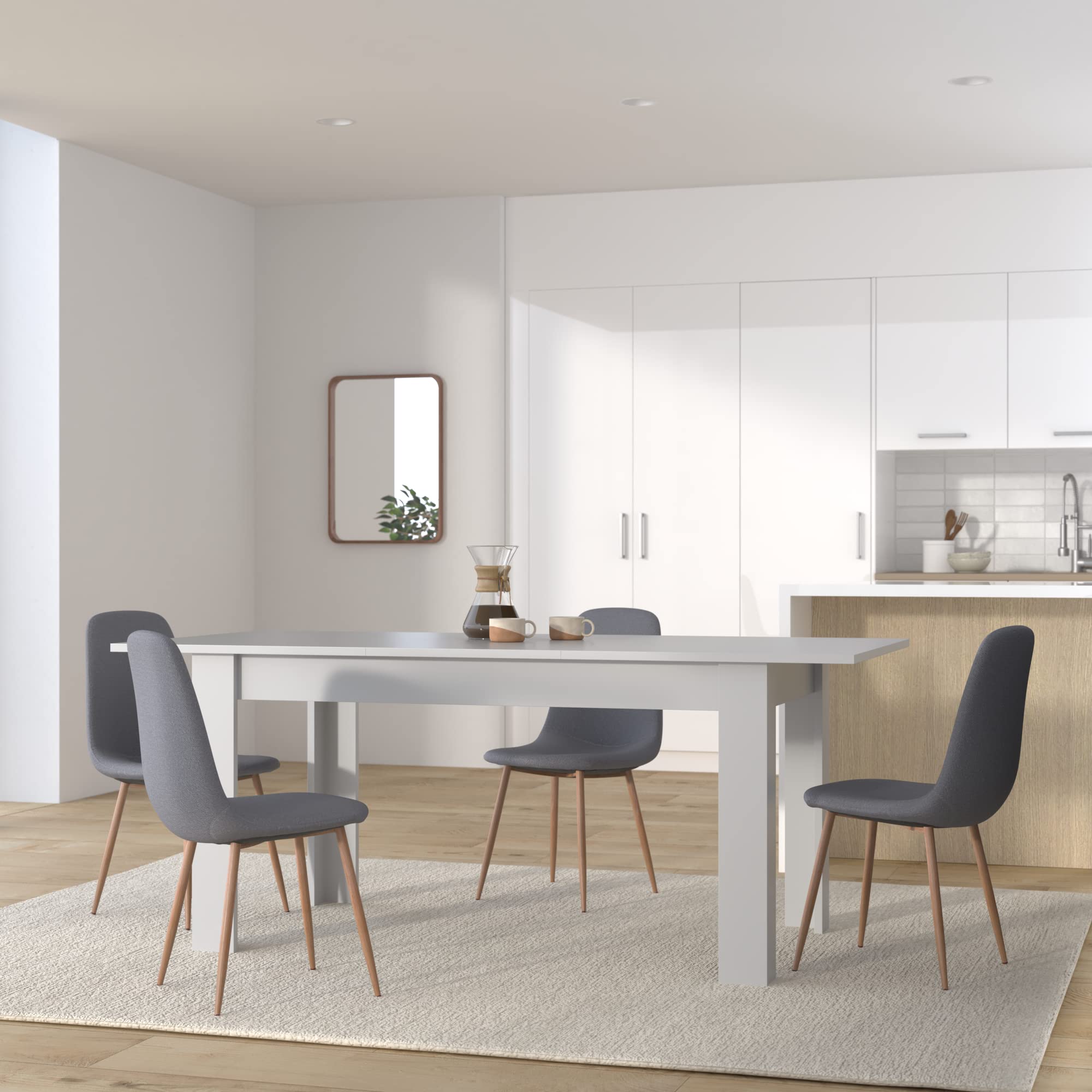 Symbiosis White Marble Look Dining Table - 43.3 x 27.6 x 28.9 Inches (110x70x73.4cm) - Modern Kitchen & Dining Room Furniture for Small Spaces