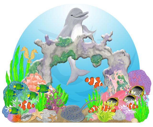 Happy Dolphin Mural Wall Sticker - Removable Waterproof Vinyl Decal for Kids Room, Nursery, Classroom & Bathroom Decor