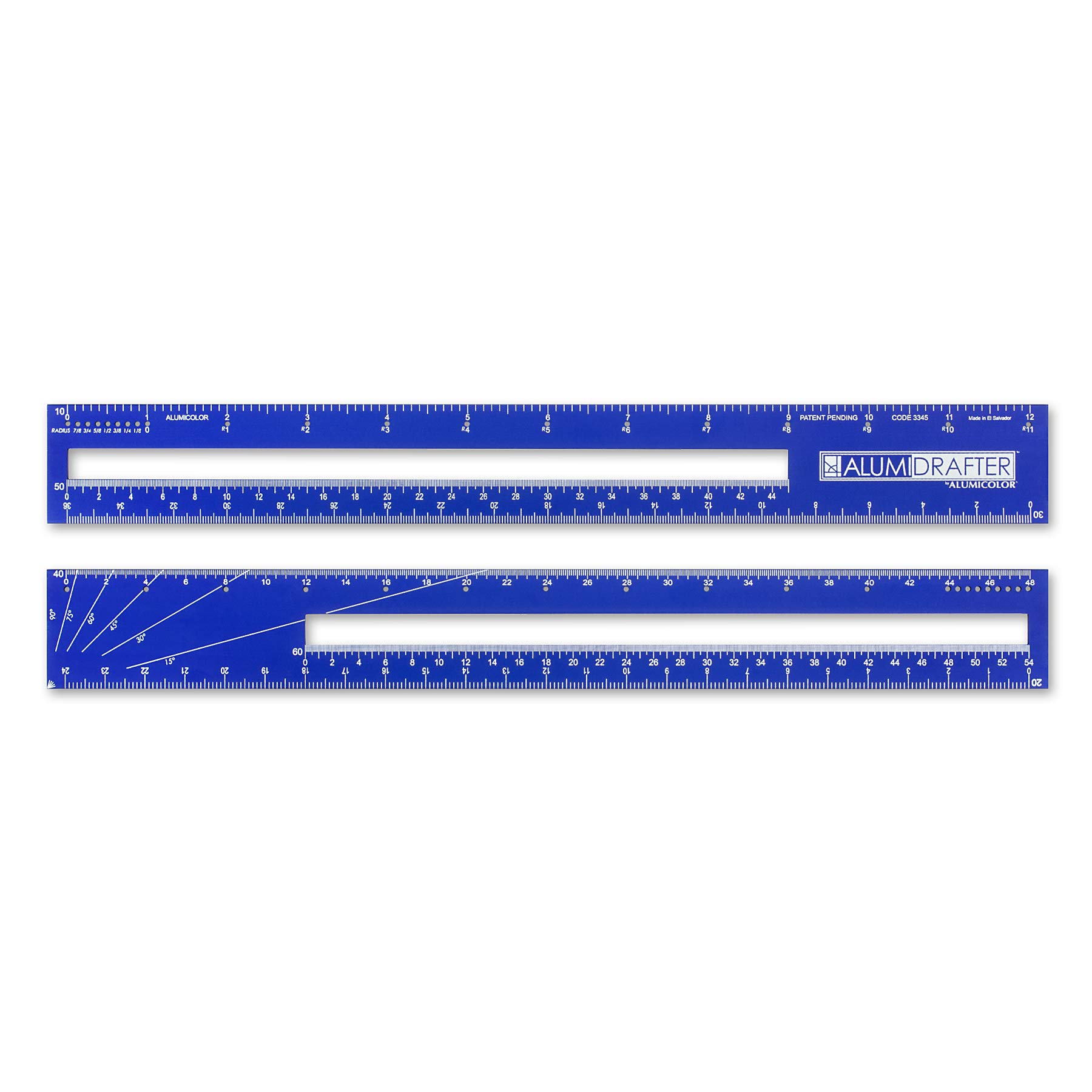 Alumicolor AlumiDrafter 12-Inch Engineer Drafting Tool - Precision Blue Aluminum Ruler for Architects, Engineers & Students - Perfect for Technical Drawings, Blueprints & CAD Designs