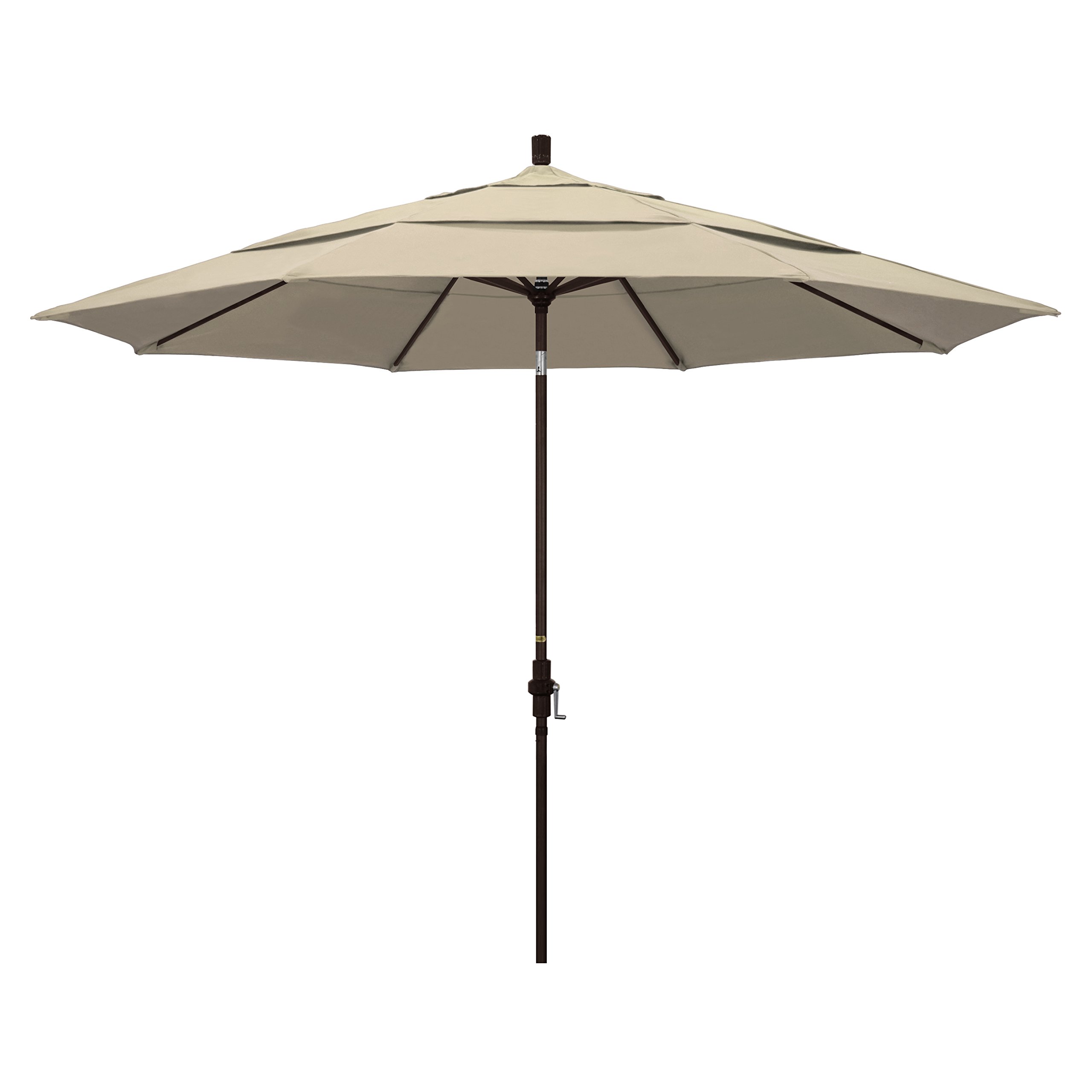 11' Aluminum Market Umbrella with Crank & Tilt - Bronze Pole for Patio & Outdoor Dining