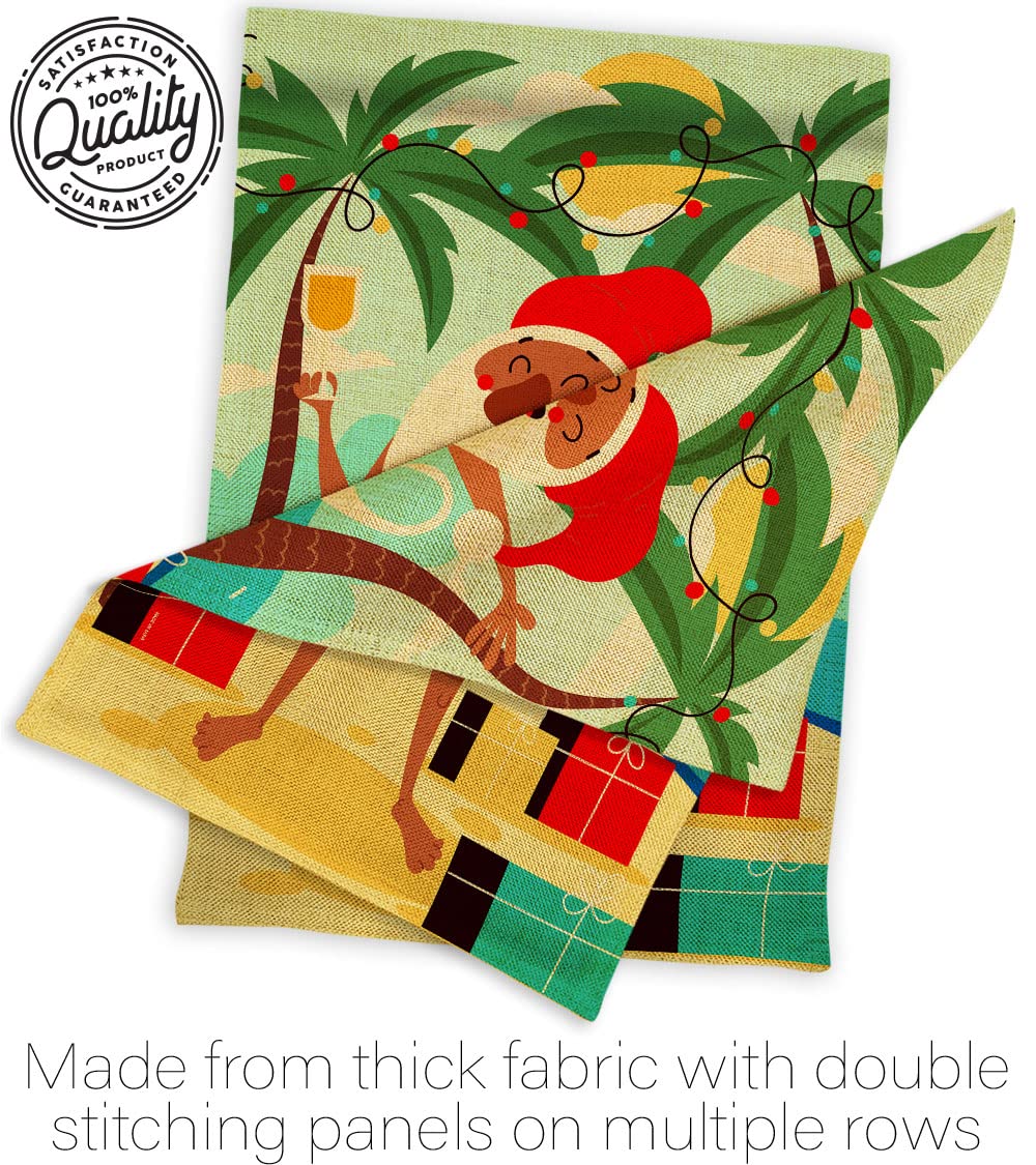 Santa Burlap Garden Flag - Double-Sided USA Made for Christmas & Summer Decor