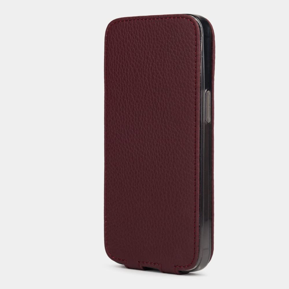 Premium Leather Folio Case for iPhone 13 Pro | Ultra Thin & Lightweight | Handcrafted in France | Bordeaux Red | Perfect for Business & Travel Protection