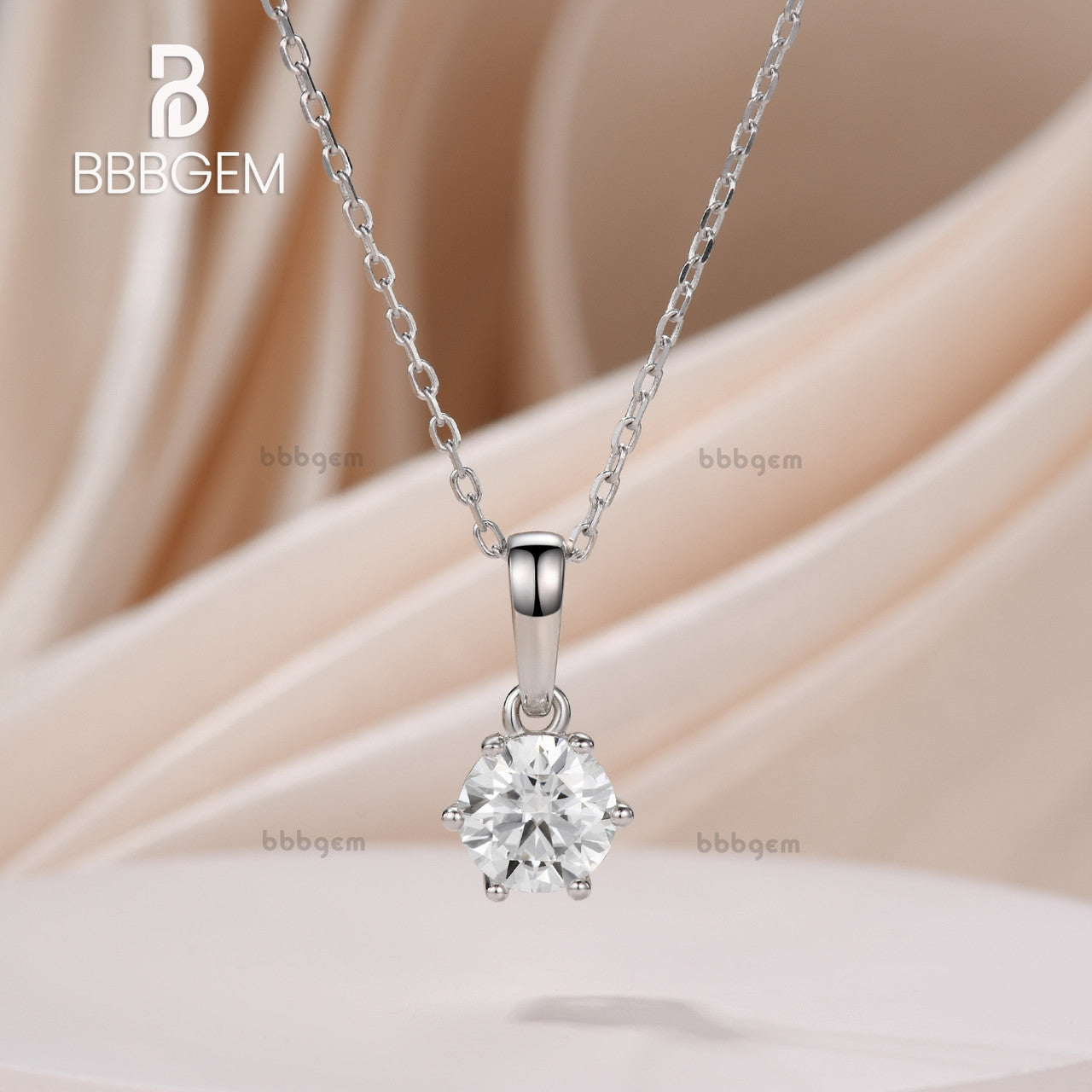 1 Carat Round Forever One Moissanite Solitaire Pendant Necklace in 18K White Gold - Minimalist Elegant Jewelry for Women, Perfect for Weddings, Anniversaries & Special Occasions
