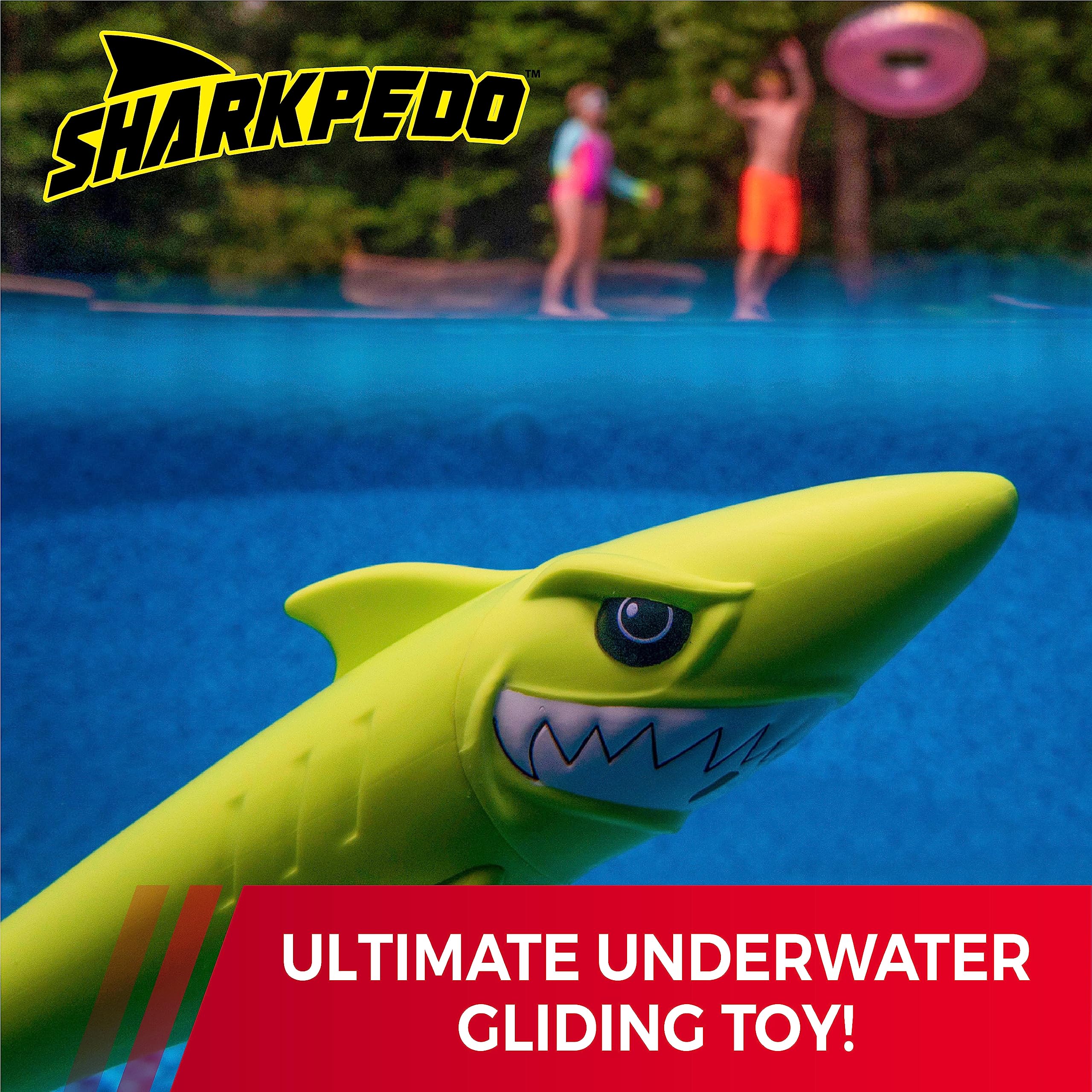 Prime Time Toys Sharkpedo Underwater Glider - Shark Diving Pool Torpedo Toy for Kids Ages 4-8 - Large Shark Pool Toys for Outdoor Swimming Fun - Perfect for Summer Pool Parties, Beach Vacations & Backyard Water Play