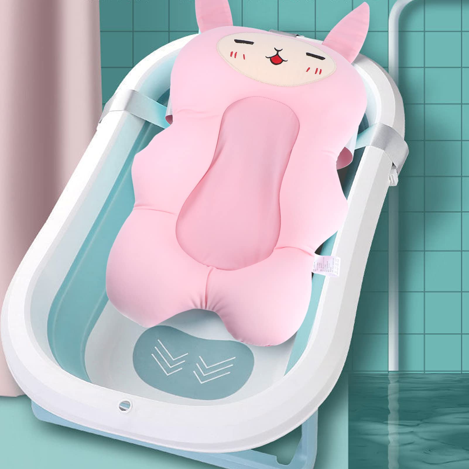 TOYANDONA Baby Bath Mat - Floating Bath Cushion for Newborns, Non-Slip Shower Mat with Sandwich Mesh Design for Infant Bathtub Safety - Perfect for Bath Time, Spa Relaxation & Toddler Care