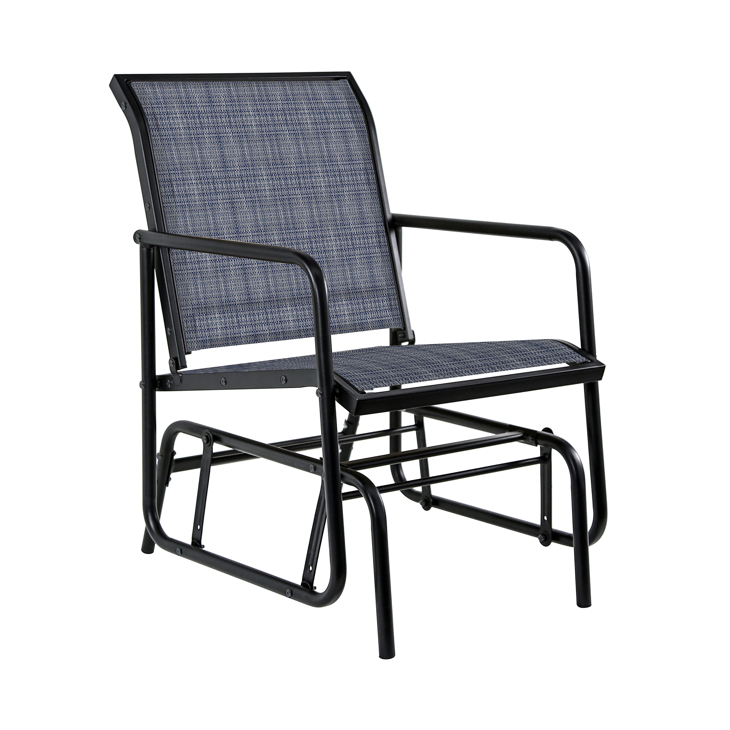 Amazon Basics Outdoor Patio Textilene Glider Chair - Blue | Comfortable Rocking Chair for Patio, Garden, Deck & Backyard Relaxation