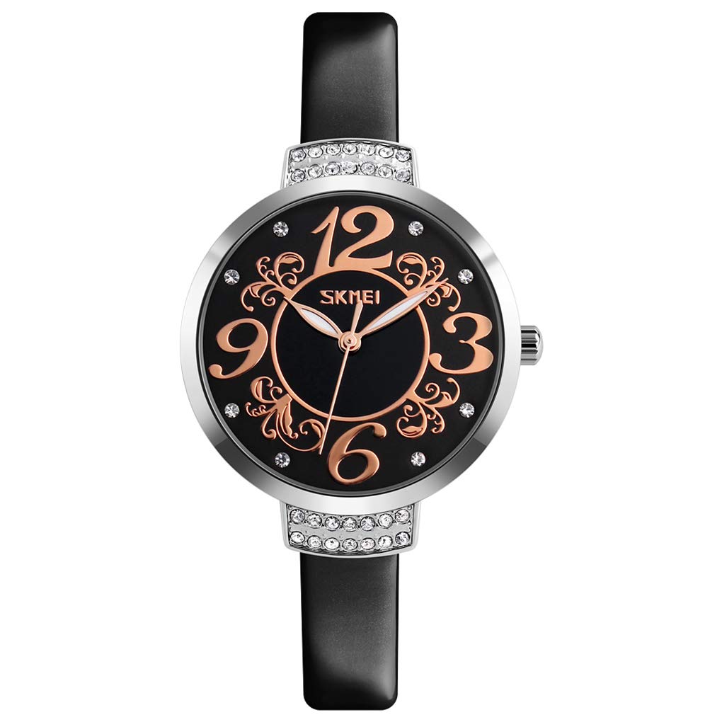 Elegant Silver Women's Watch with Ultra-Thin Leather Band, Diamond Accents & Mother-of-Pearl Dial - Perfect for Office, Party & Everyday Wear
