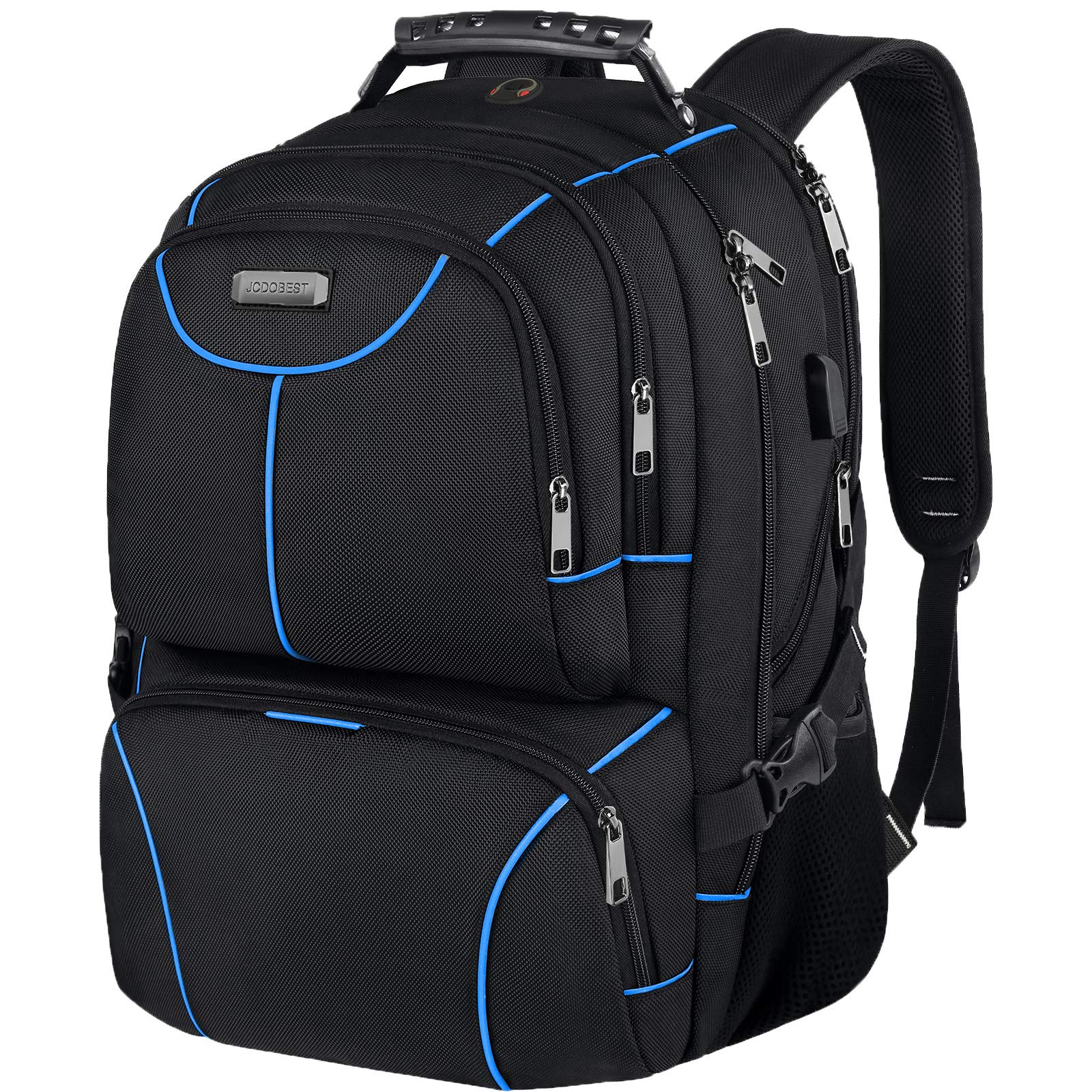 VECKUSON Insulated Lunch Backpack with Cooler - Extra Large TSA Friendly Travel Laptop Backpack for Work, School & College | RFID Protection & USB Charging Port | Perfect for Commuters, Students & Office Professionals (Blue)
