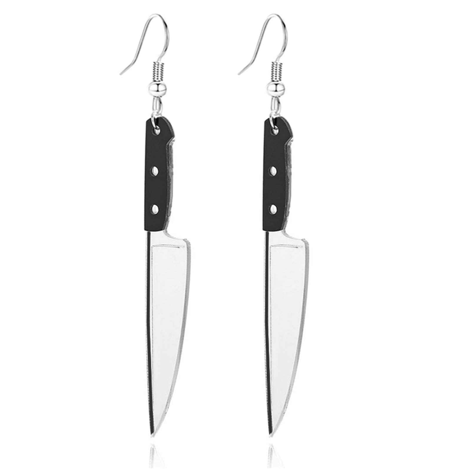 Gothic Horror Skeleton Knife Earrings for Women - Punk Acrylic Dagger Drop Dangle Earrings - Scary Halloween Jewelry (Long Knife) - Perfect for Halloween Parties, Cosplay & Gothic Fashion Accessories