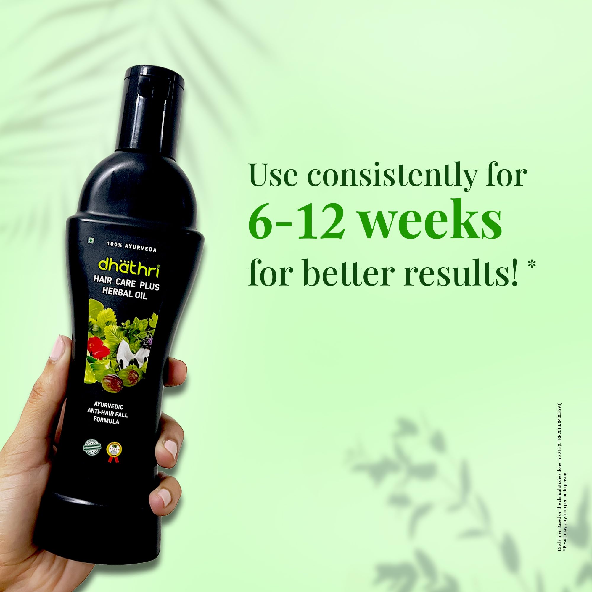 Dhathri Hair Care Plus Herbal Oil - 3-in-1 Ayurvedic Hair Growth Oil for Hair Fall Control & Dandruff Treatment | Coconut Infused Hair Regrowth Oil for Men & Women (100ml) | Perfect for Daily Scalp Massage & Deep Conditioning