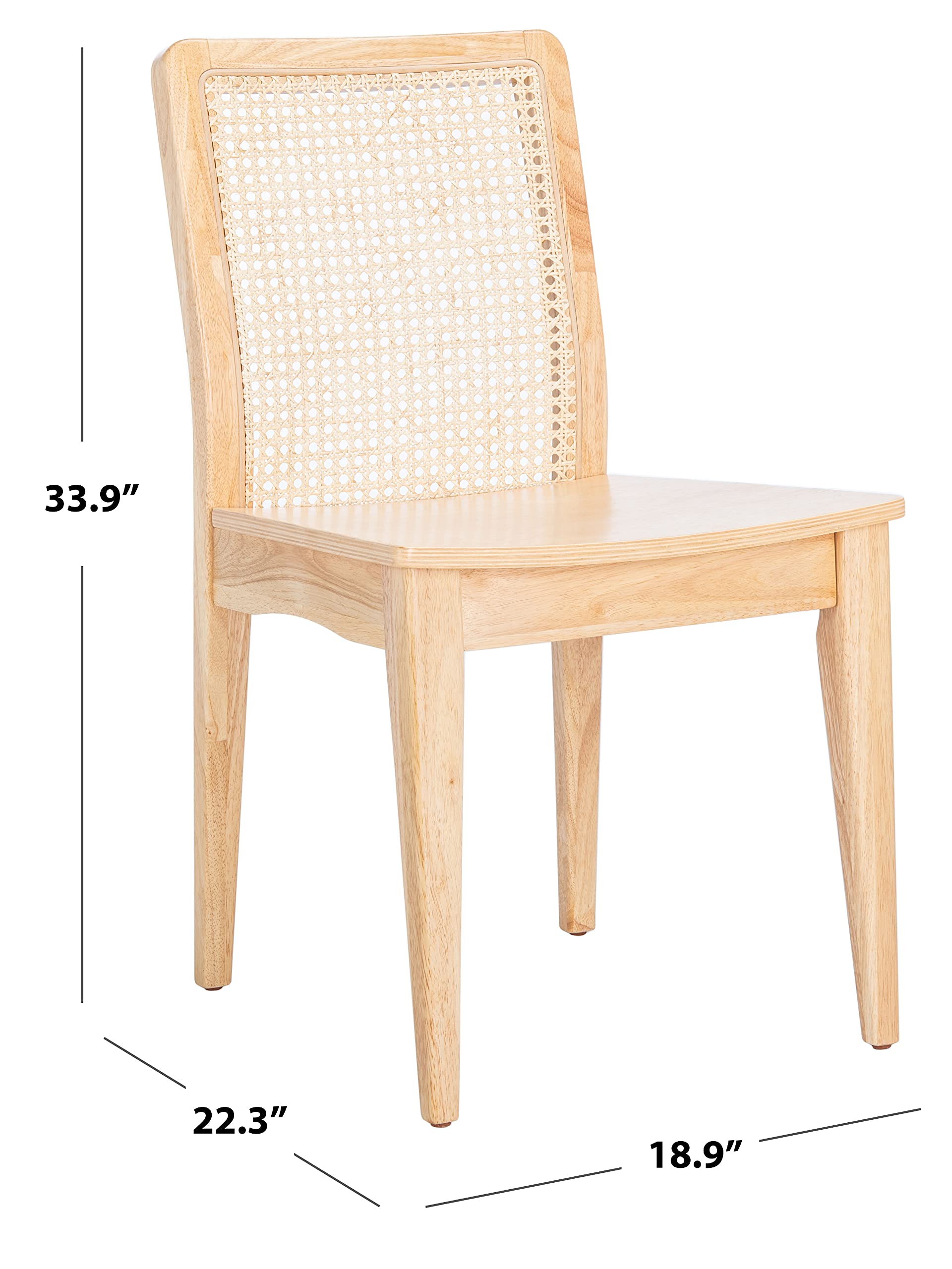 SAFAVIEH Benicio Natural Rattan Dining Chairs (Set of 2) - Modern Woven Rattan Side Chairs for Kitchen, Dining Room, Patio & Outdoor Use - DCH1005D-SET2
