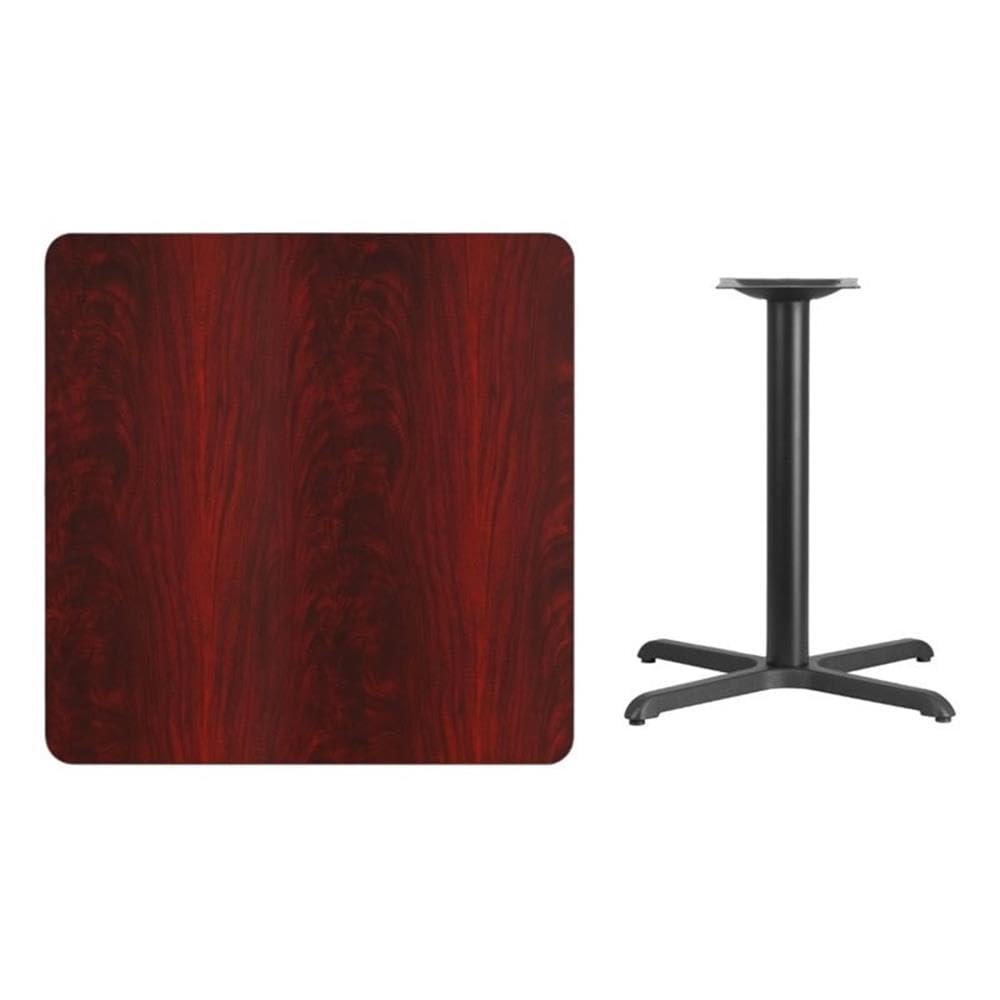 BOWERY HILL 36 Inch Square Restaurant Dining Table - Solid Black Mahogany Wood Kitchen Table for Restaurants, Cafes, Bistros & Home Dining Rooms