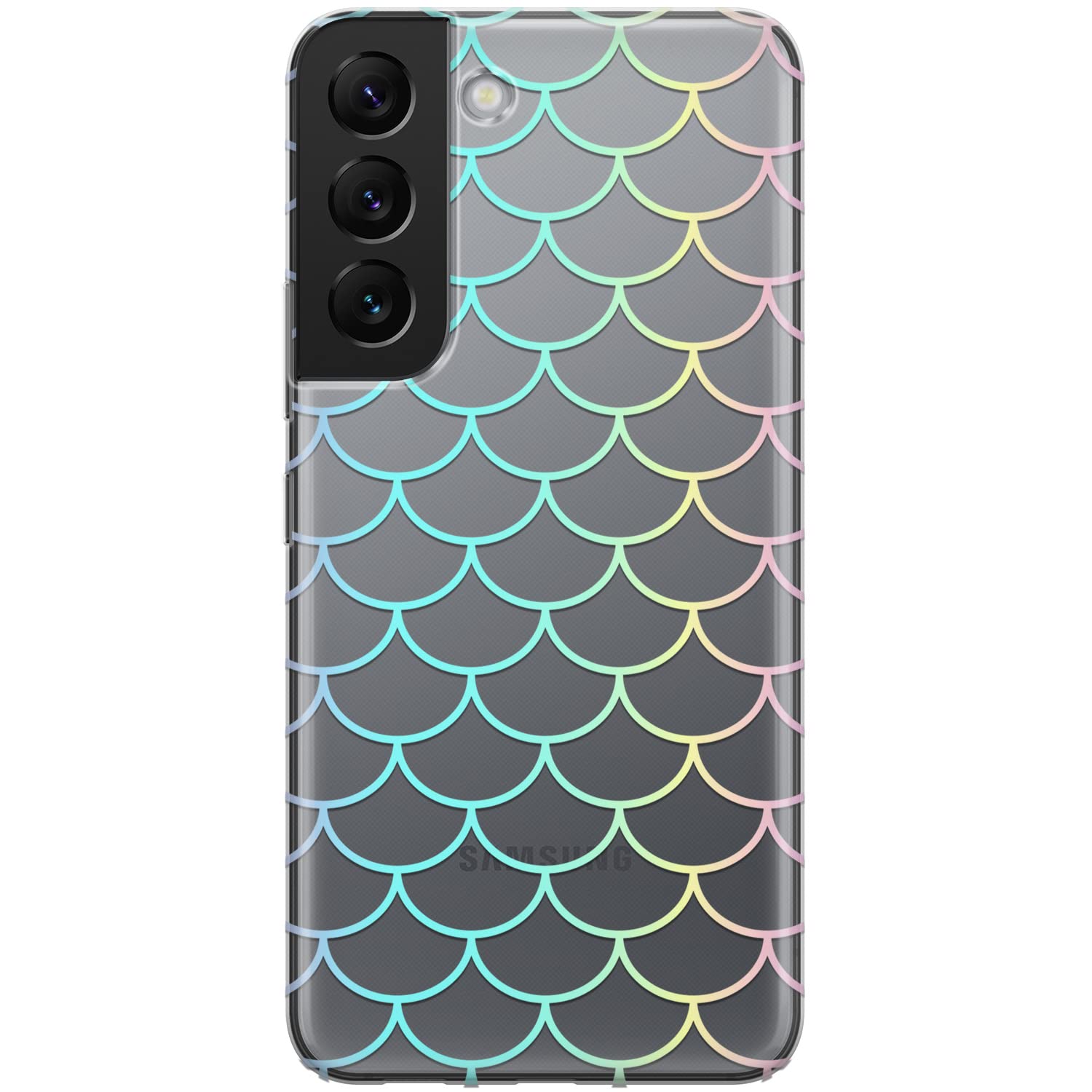 Shockproof Mermaid Scale Phone Case for Samsung Galaxy S24/S23 Ultra/S22+/S21 FE 5G/S20/Note 20 - Rainbow Transparent Protective Cover with Flexible Design | Perfect for Everyday Use, Travel & Work Protection