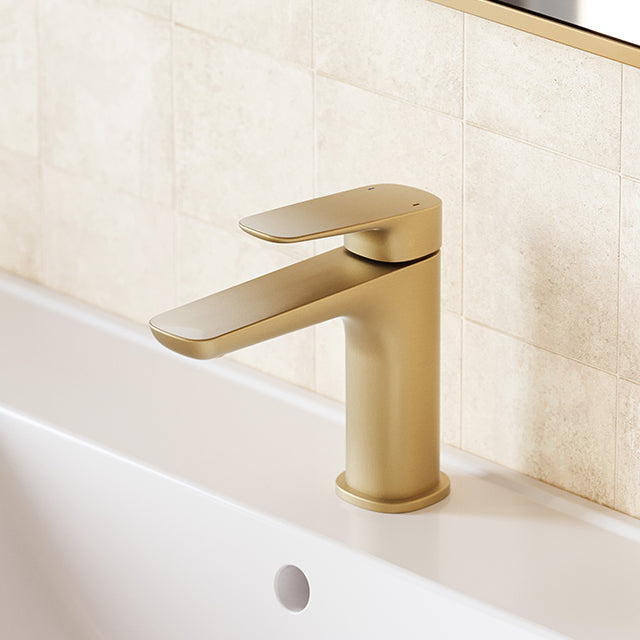 Caroma Contura II Basin Mixer - Brushed Brass Finish | Modern Bathroom Faucet for Vanity Sinks | Perfect for Home & Hotel Renovations