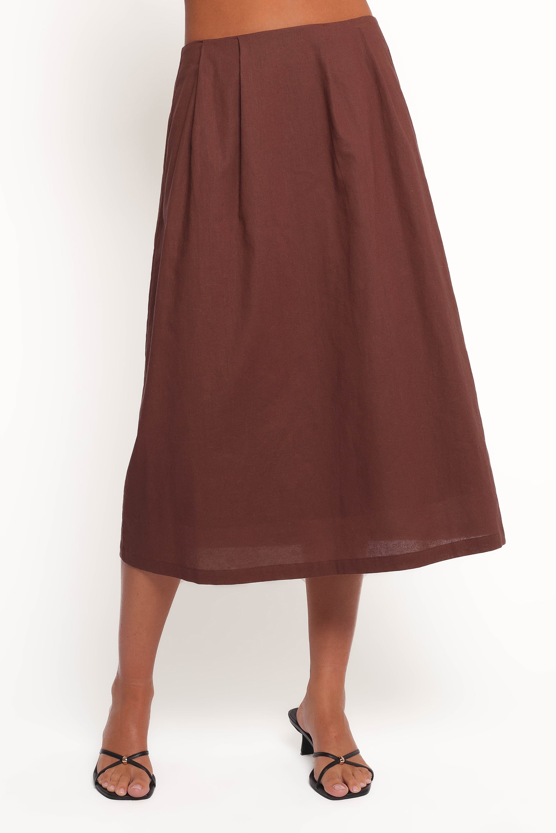 Chiaro Midi Skirt for Women - Elegant Brown Knee-Length Skirt | Perfect for Office, Casual Outfits & Date Nights
