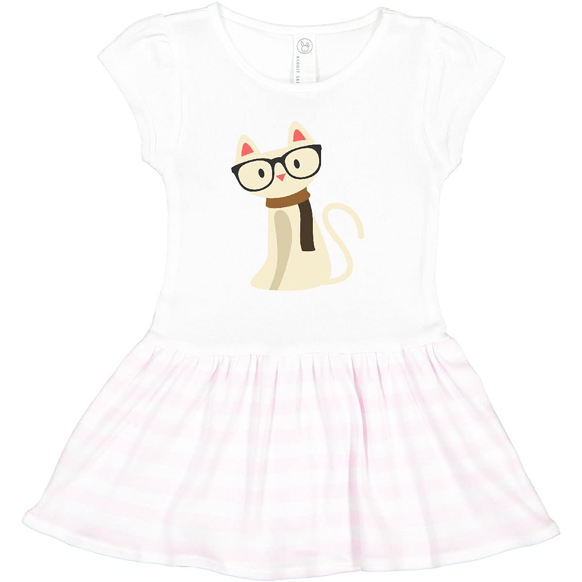 Inktastic Hipster Cat Toddler Dress - Cute Cat Print Cotton Dress for Girls, Perfect for Playdates, Parties & Everyday Wear
