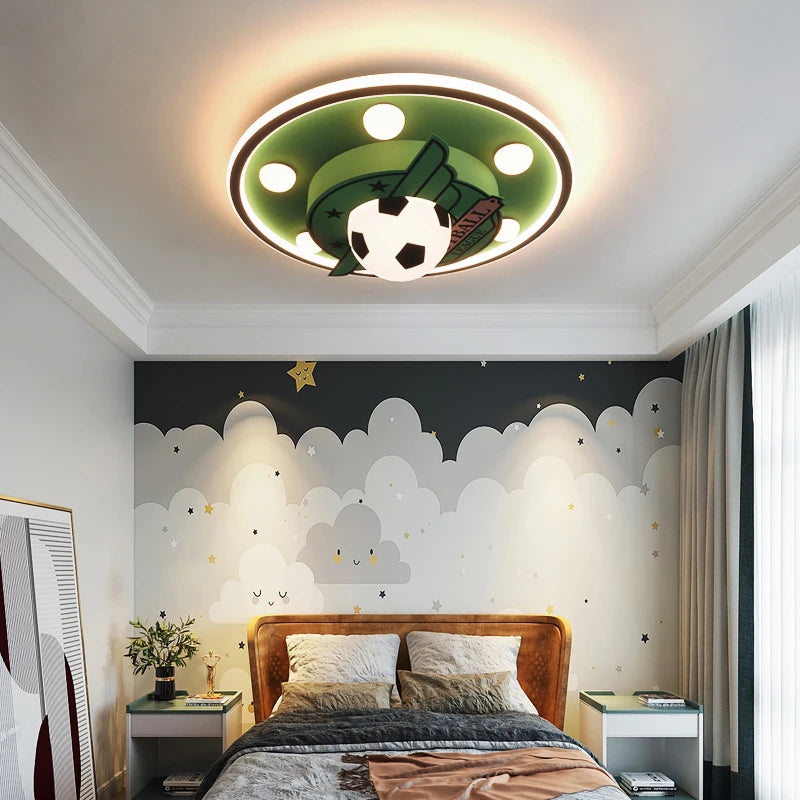 Kids Football League Themed LED Ceiling Light - Team Logo Night Light for Boys Bedroom & Game Room Decor