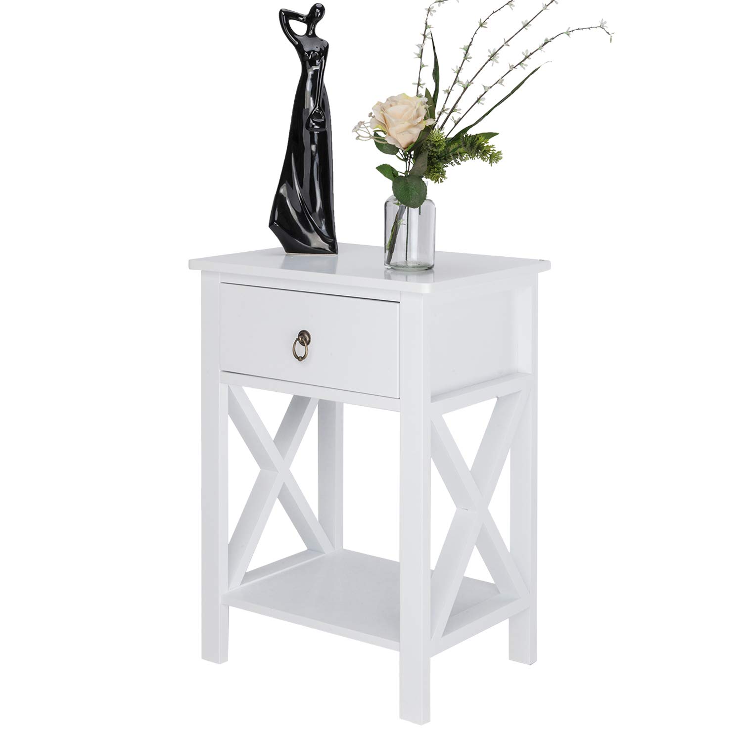 2-Tier Side Table Nightstand - Modern Sofa End Table with Storage Shelf for Living Room, Bedroom, Office | Perfect for Holding Lamps, Books & Drinks