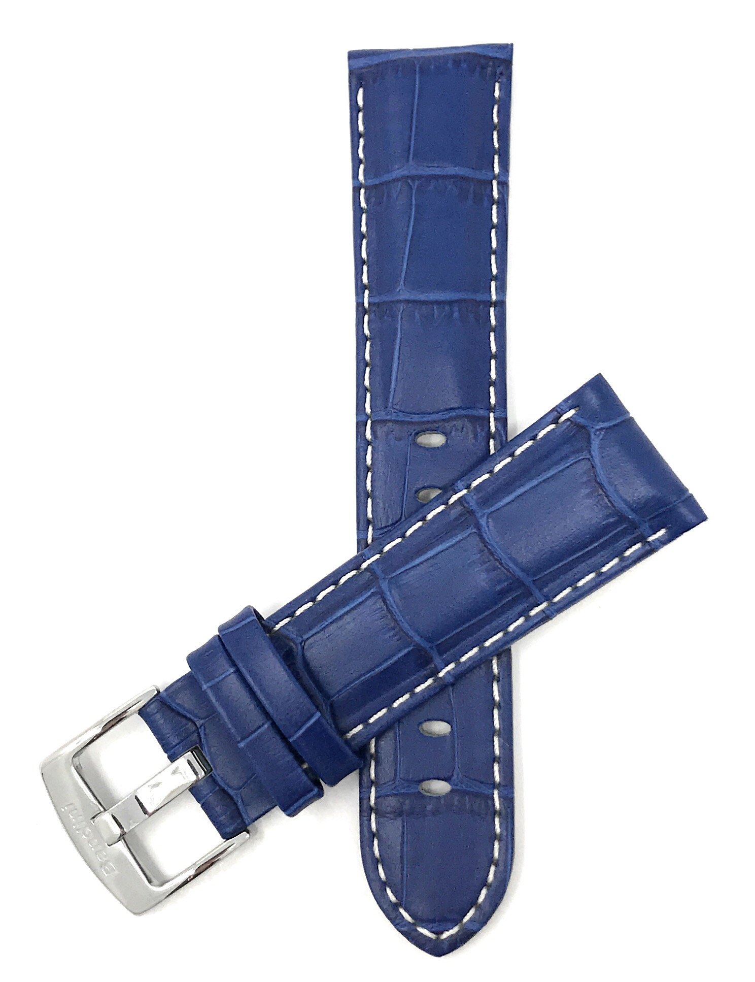 Men's 18mm Alligator Leather Watch Band - Blue Replacement Strap for Classic & Smart Watches - Office & Casual Wear