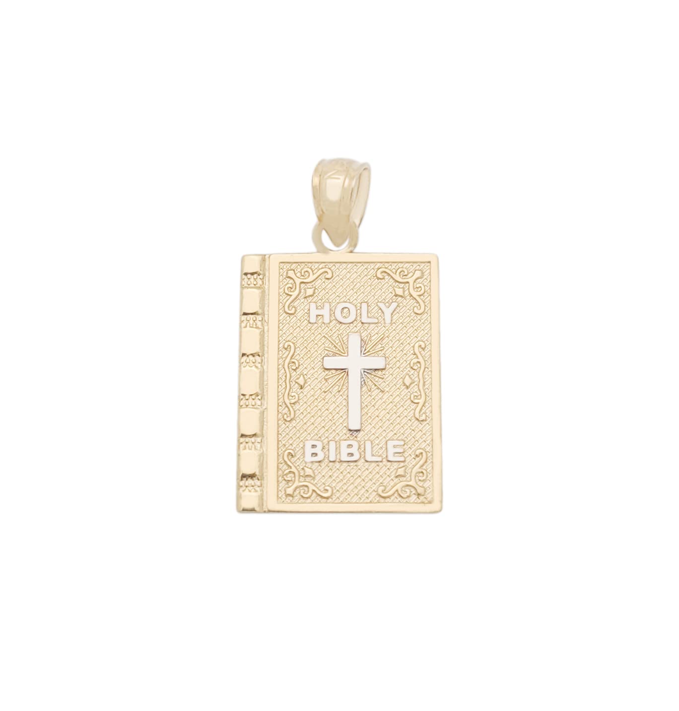 10K Yellow Gold Holy Bible Pendant Necklace - Religious Jewelry for Women & Men - Perfect for Baptism, Confirmation, Church & Daily Faith Inspiration