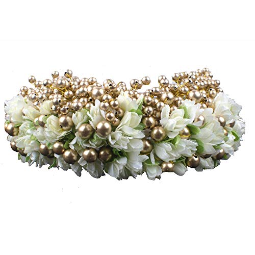 Prime Flower Gajra Hair Accessory for Women & Girls | White Floral Hair Bun Decor | Pack of 1 | Perfect for Weddings, Parties & Traditional Celebrations