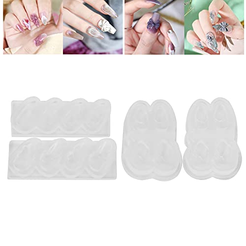 3D Silicone Nail Art Molds - 4Pcs Safe & Durable DIY Nail Stamping Molds for Home & Salon Use - Easy to Clean & Reusable for Gel Polish, Acrylic Nails & Nail Art Designs - Perfect for Manicures, Pedicures & Professional Nail Artists