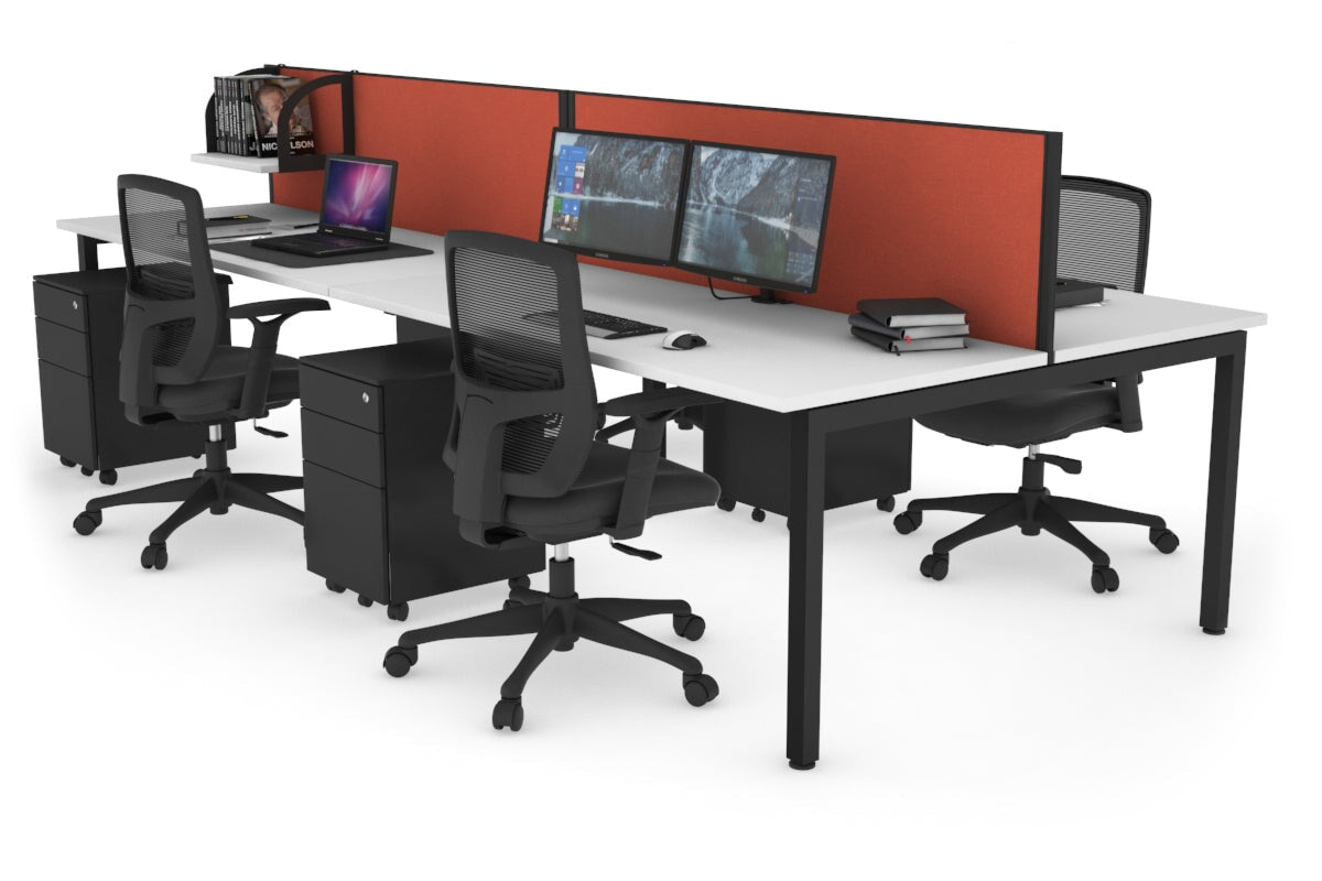 Quadro Square Legs 4-Person Office Workstation Desk - 1600L x 700W Dimensions - Perfect for Team Collaboration & Open Office Spaces