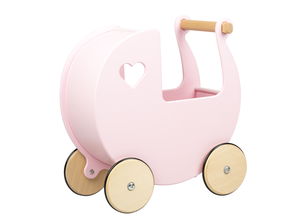 Traditional Doll Stroller (Pram) Light Pink - Perfect for Pretend Play, Gift for Girls & Collectible Display