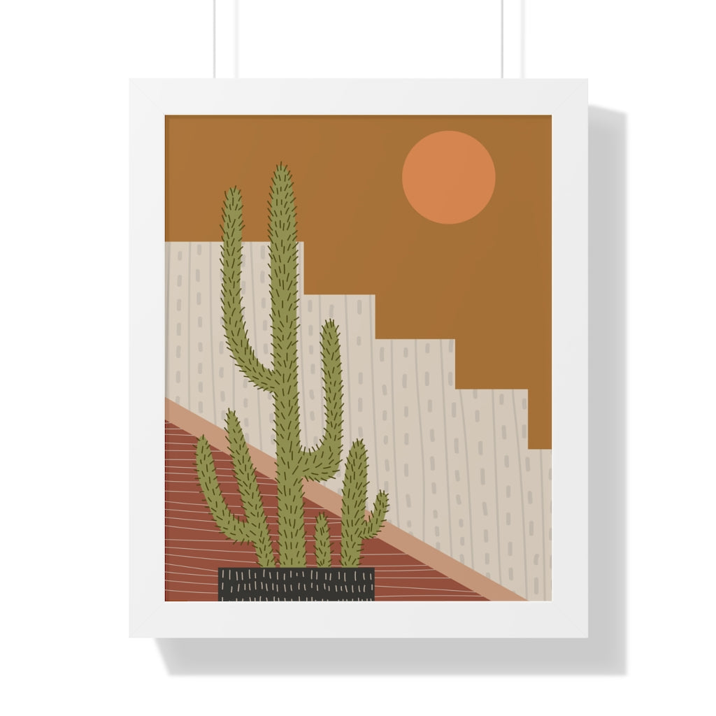 Modern Cactus Art Framed Vertical Poster - Desert Plant Wall Decor for Living Room, Bedroom & Office - Perfect for Boho Home Decor & Housewarming Gifts