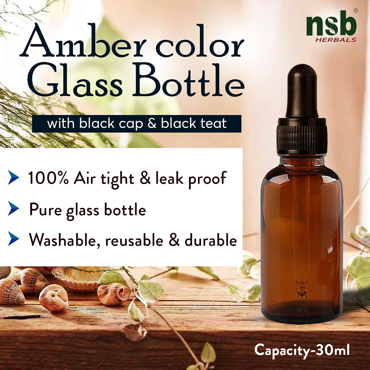 30ml Amber Round Empty Glass Bottle with Glass Dropper & Black Silicone Teat - Refillable, Leak Proof Essential Oil Bottles for Aromatherapy, Perfume Making (Pack of 3) - Perfect for DIY Blends, Travel & Home Storage