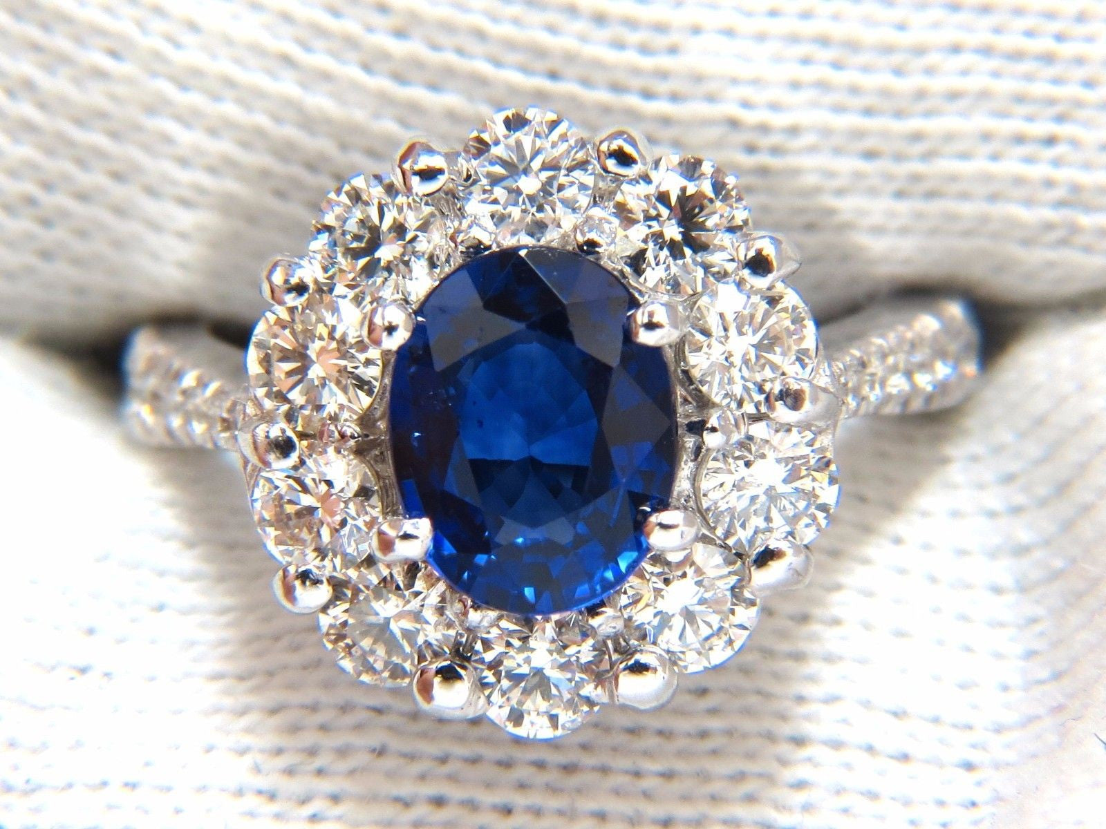 3.67CT GIA Certified Natural Vivid Royal Blue Diamond Cluster Halo Ring in 18K Gold - Perfect for Engagement, Wedding & Anniversary Gifts