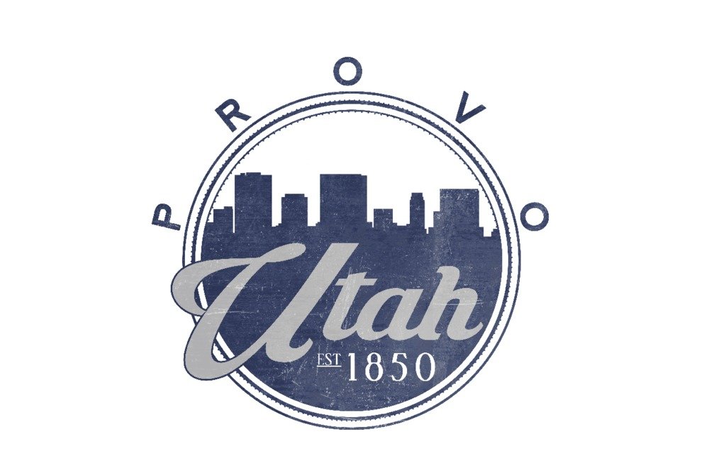 Provo Utah Skyline Seal Blue Metal Art - 16x24 Gallery Quality Aluminum Wall Decor for Home & Office - Perfect for Living Room, Bedroom, or Office Space
