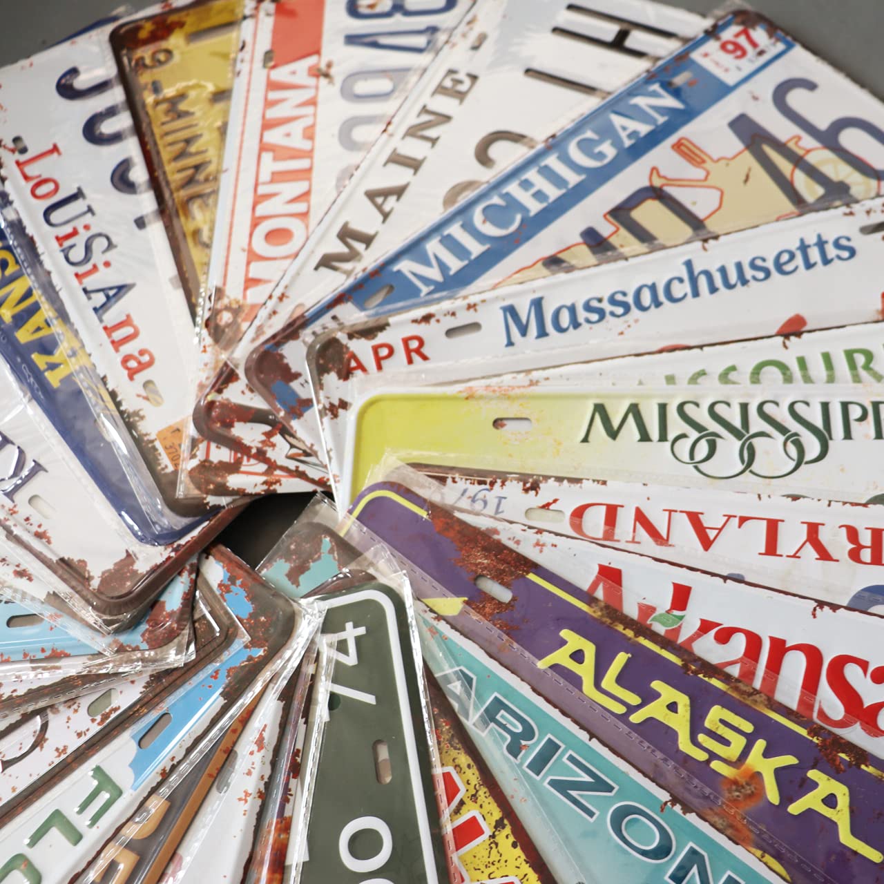 36 Pieces Vintage Style Replica Number Tags - Assorted Embossed Prop License Plates for Home Wall, Auto Shop, Man Cave & Garage Decor (Perfect for Themed Parties, DIY Projects & Movie Props)