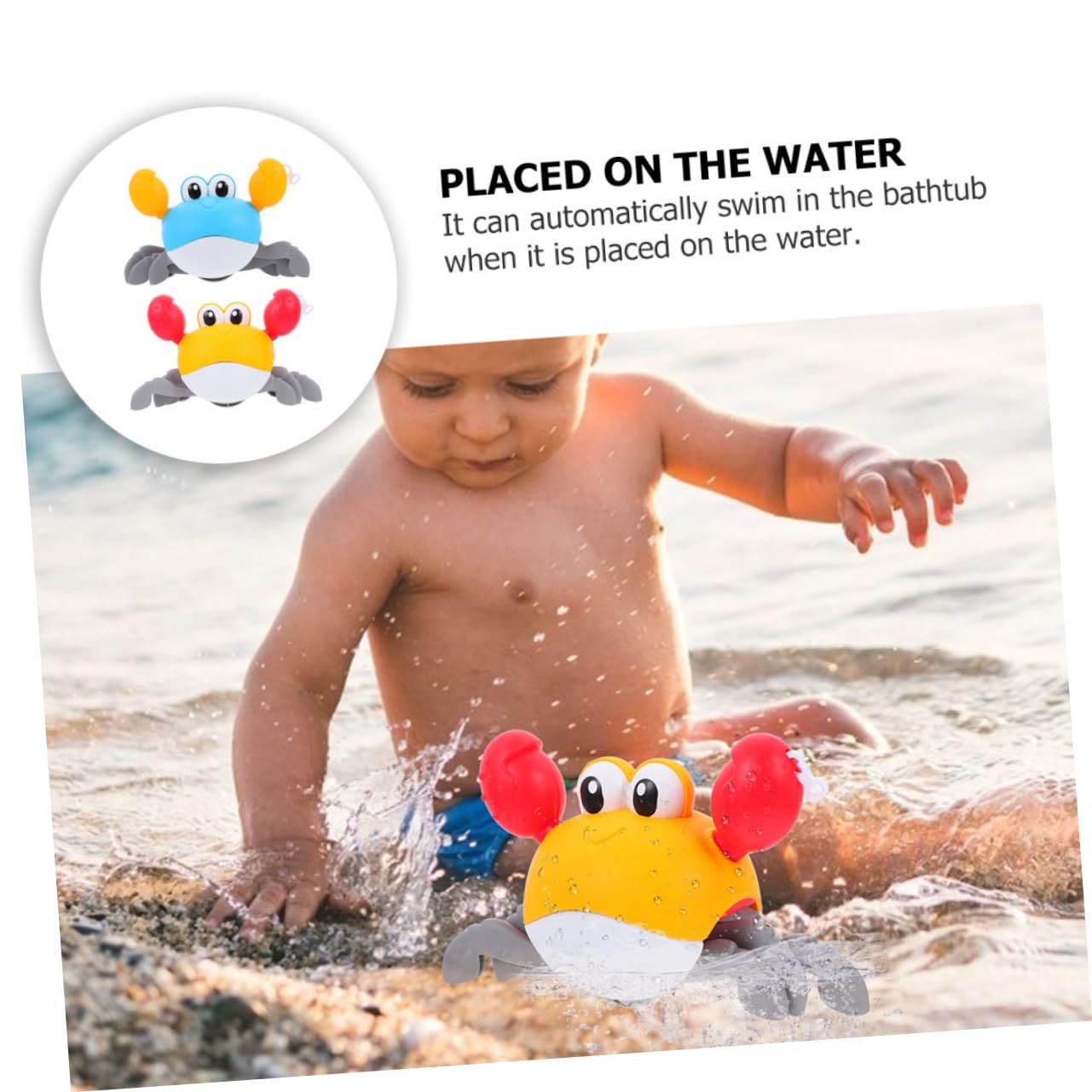 2-Pack Wind-Up Crab Bath Toys for Kids - Fun Swimming & Floating Shower Toys for Bathtub, Pool & Beach Playtime - Durable Plastic Bath Time Fun for Toddlers & Babies