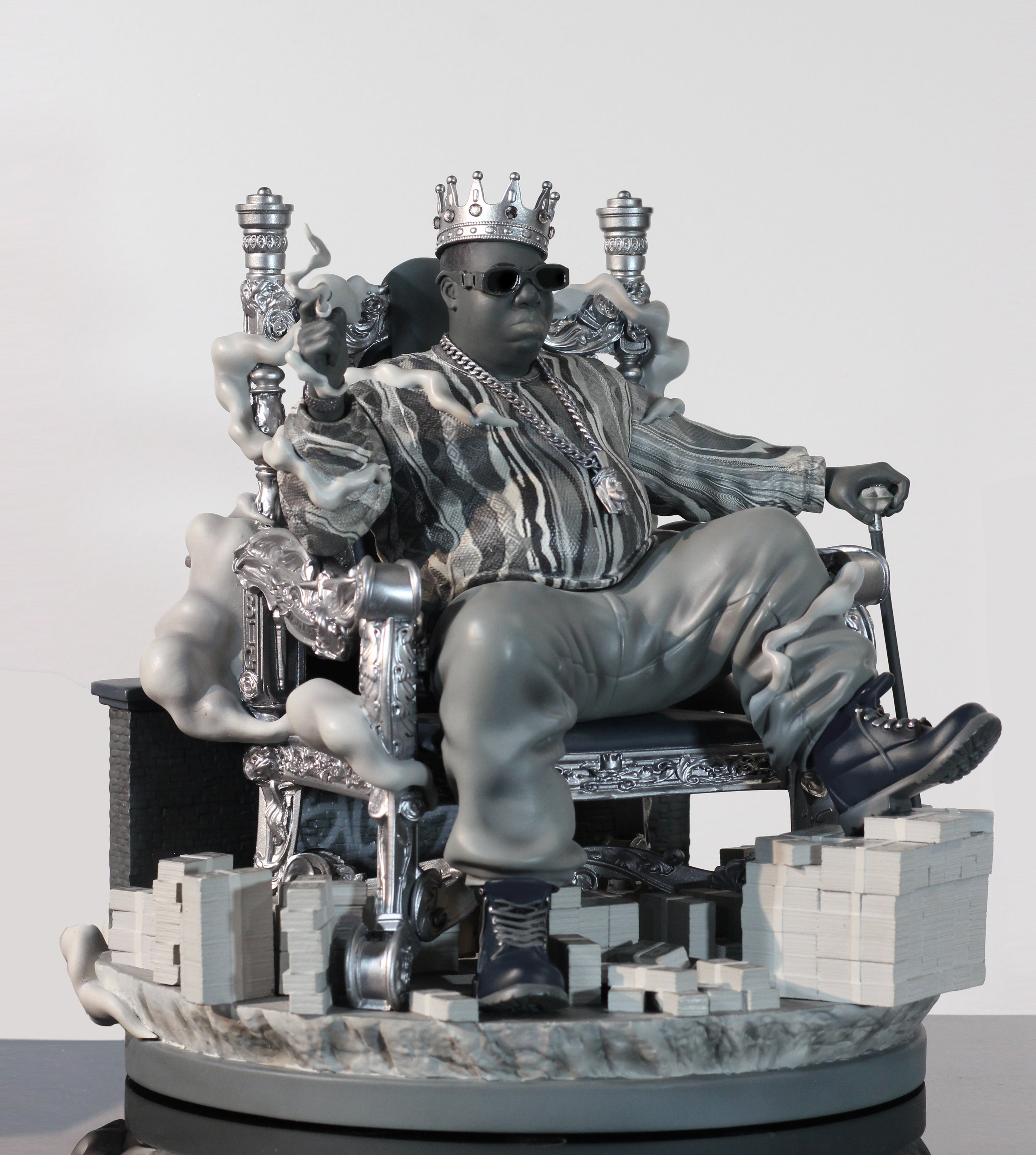 Notorious B.I.G. Cool Grey Version 11-Inch Collectible Statue - Hip Hop Decor for Music Fans & Urban Art Collectors - Perfect for Home, Office & Studio Display