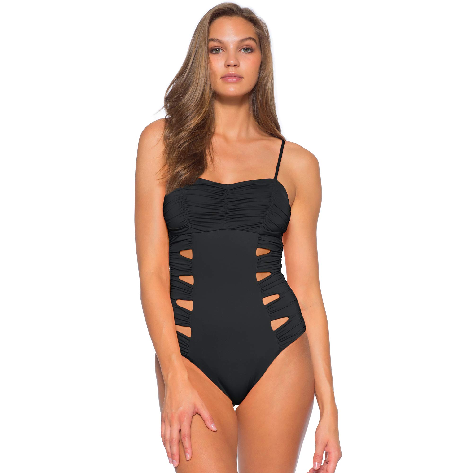Soluna Women's Clear Skies Shirred Side One-Piece Swimsuit - Flattering Ruffled Design for Beach, Pool & Summer Vacations